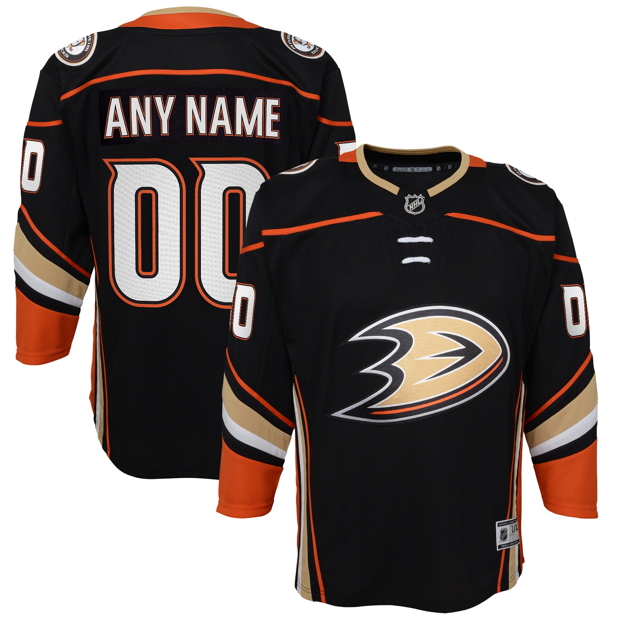 Youth Anaheim Ducks Black Home Premier Custom Hockey Jersey - JS363 