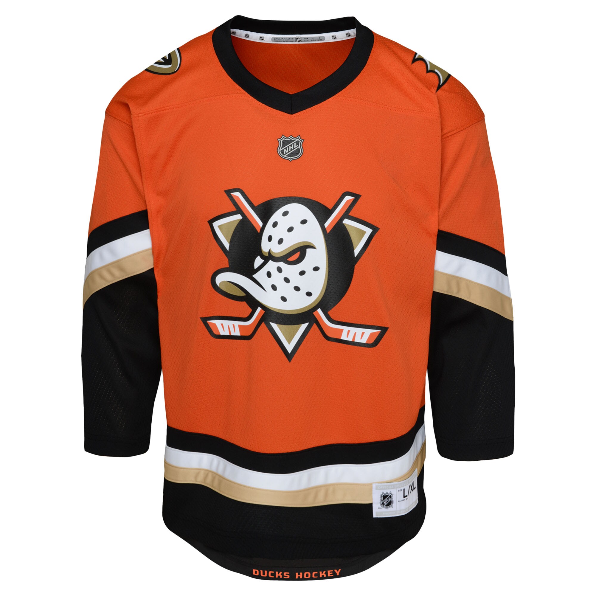Alternative view of Youth Anaheim Ducks Orange Home Hockey Jersey - JS692 