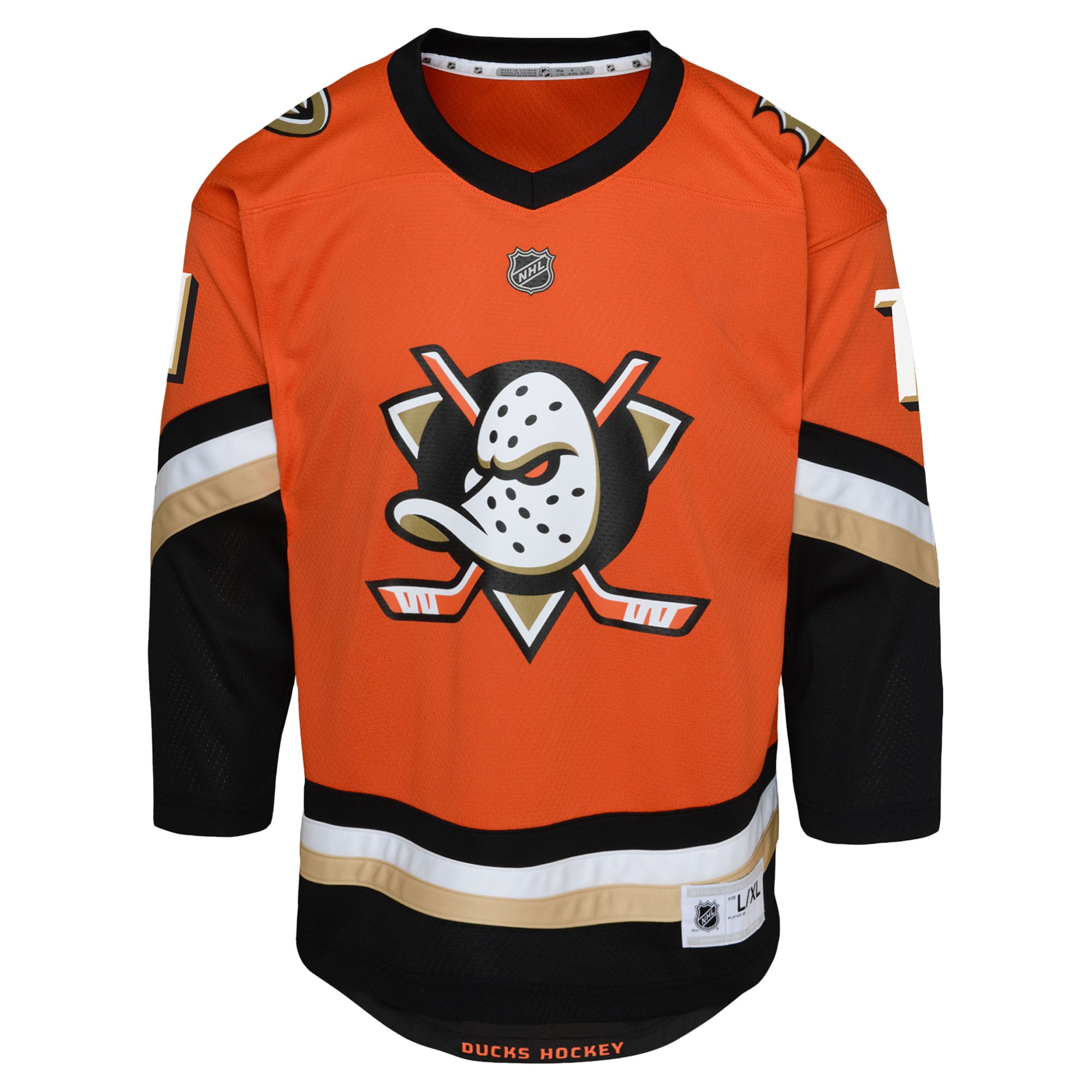 Alternative view of Youth Anaheim Ducks Trevor Zegras Orange Player Jersey - JS335 