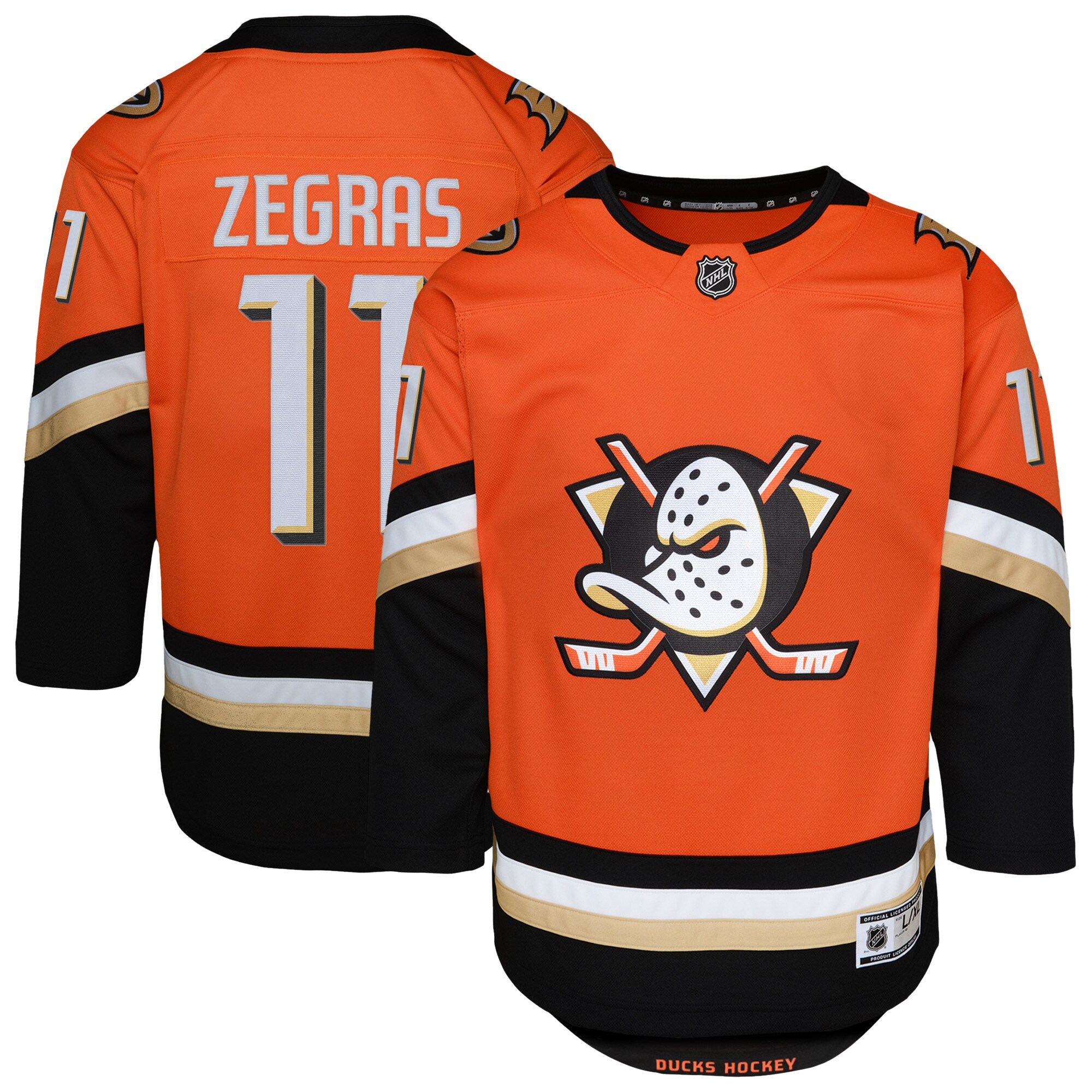 Youth Anaheim Ducks Trevor Zegras Orange Premier Player Jersey - JS530 