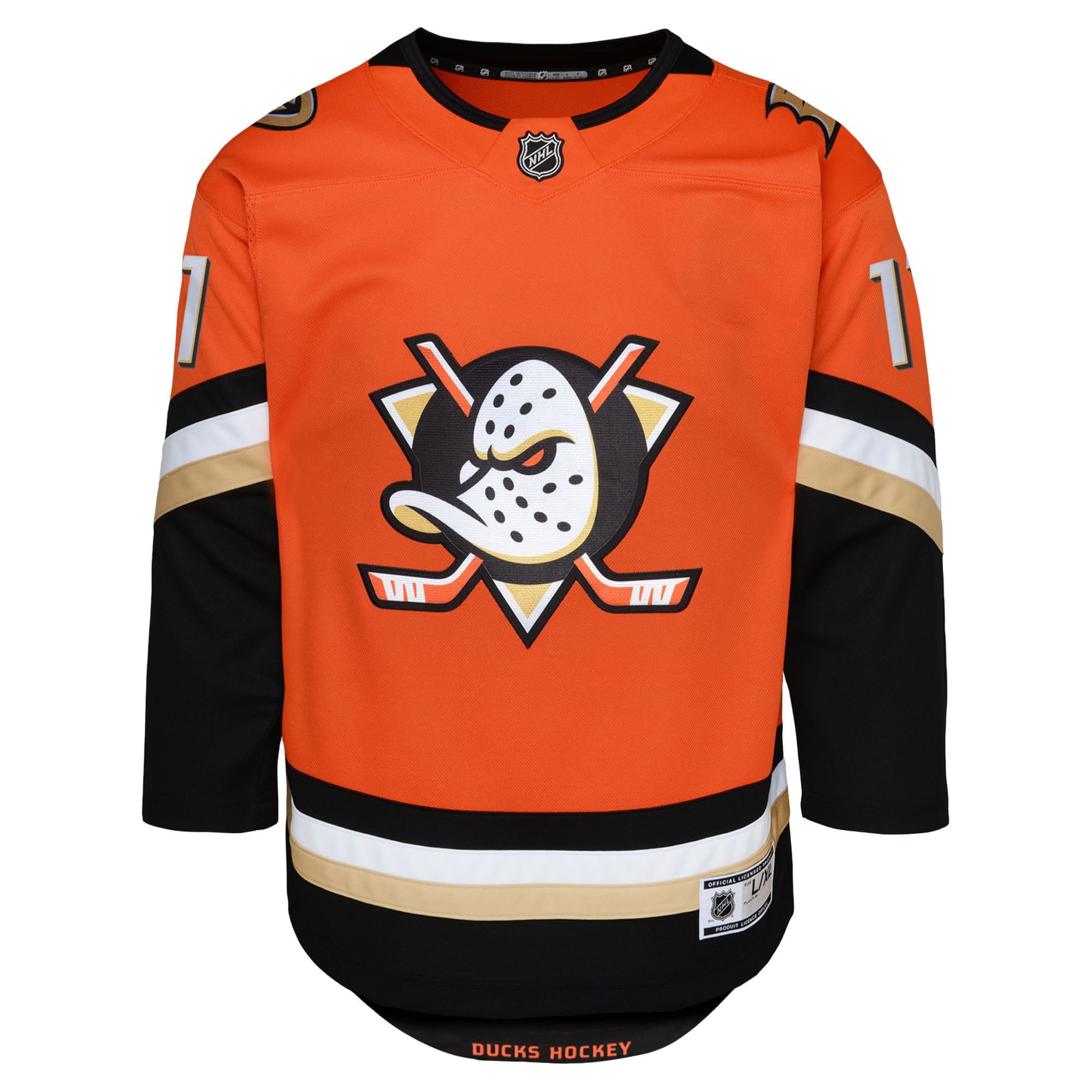 Alternative view of Youth Anaheim Ducks Trevor Zegras Orange Premier Player Jersey - JS784 