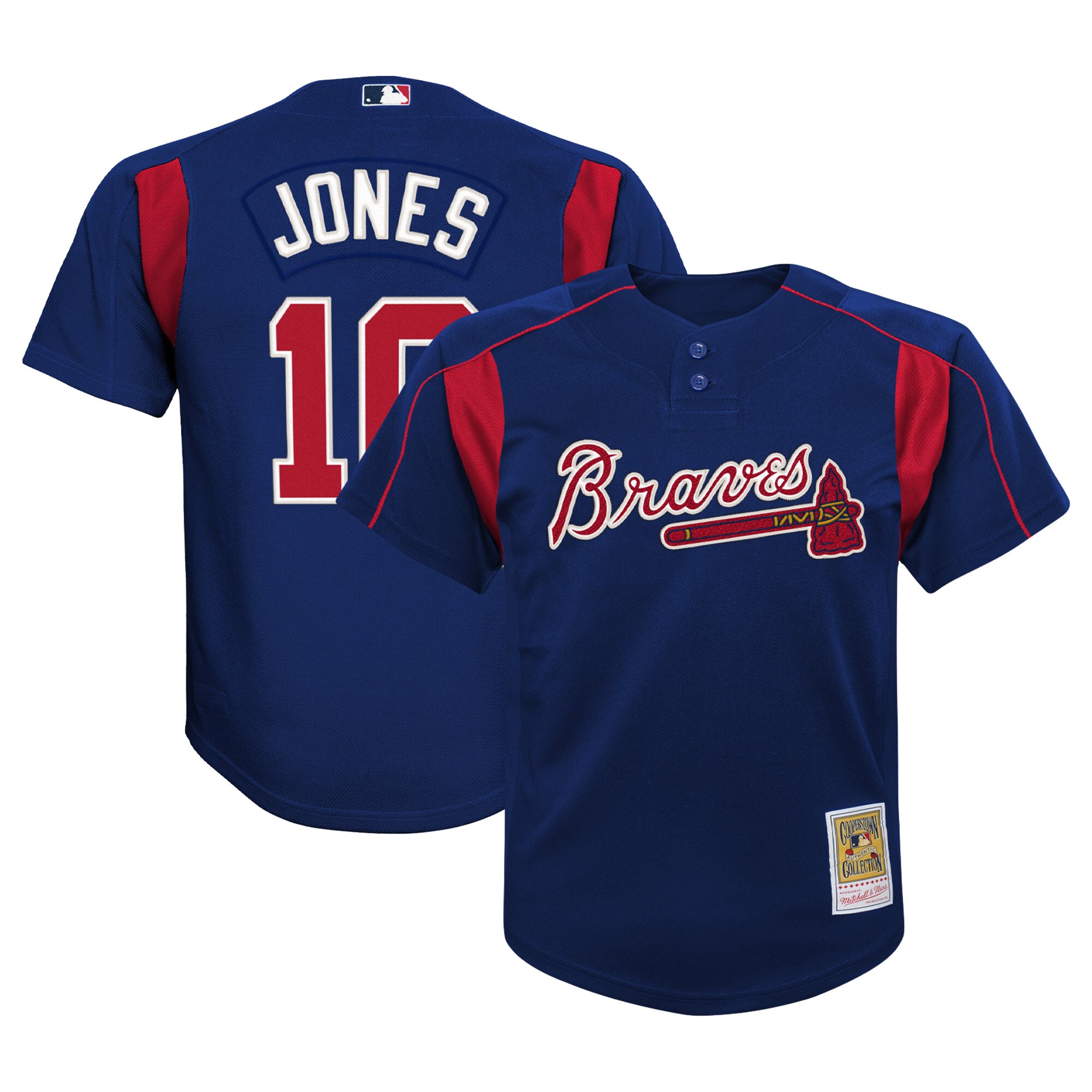 Youth Atlanta Braves Chipper Jones Mitchell & Ness Navy Cooperstown Collection Mesh Batting Practice Baseball Jersey - JS128