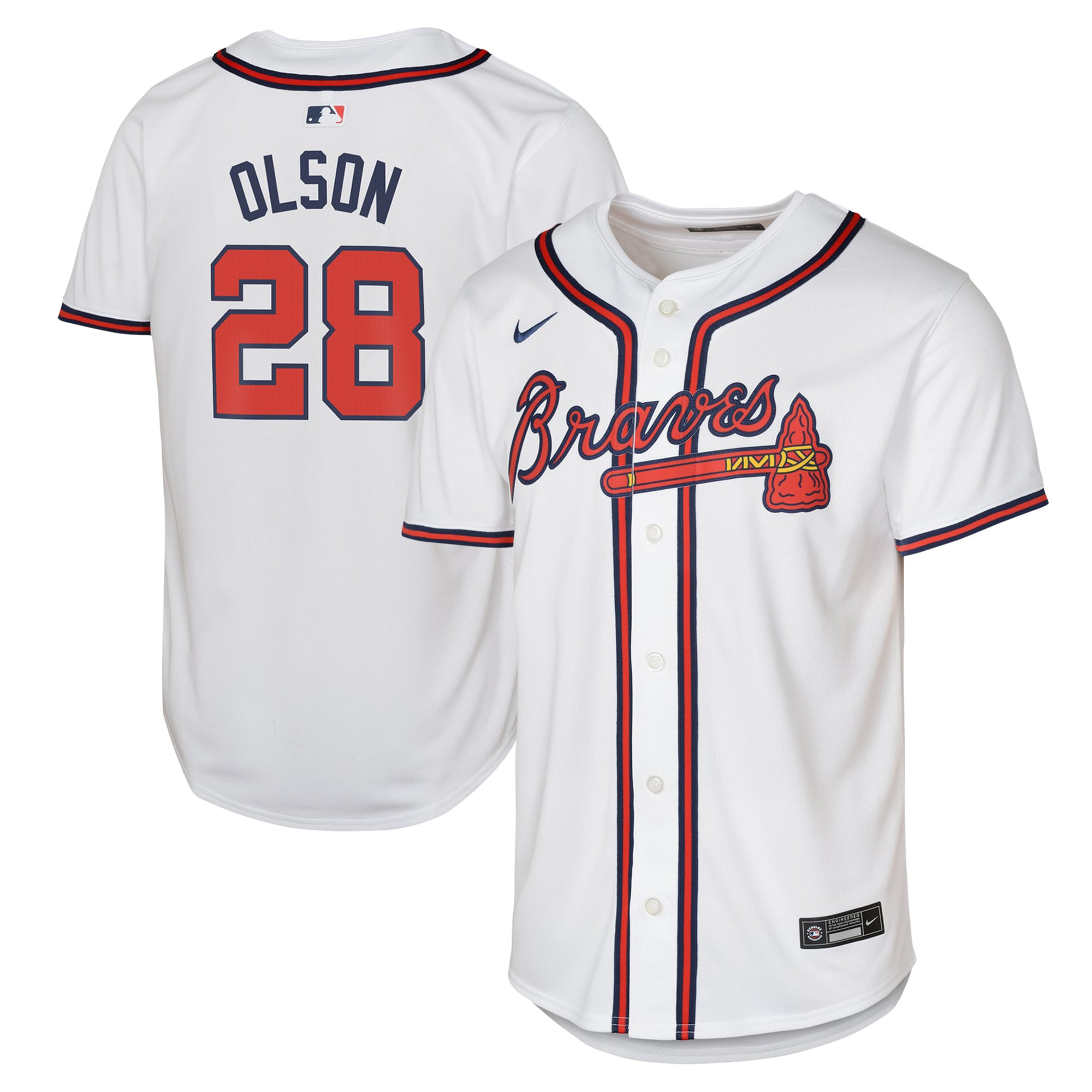 Youth Atlanta Braves Matt Olson White Home Limited Player Baseball Jersey - JS370