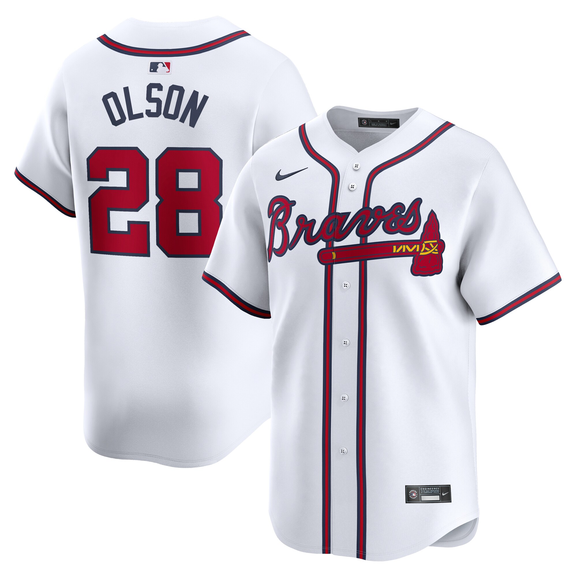 Youth Atlanta Braves Matt Olson White Home Limited Player Baseball Jersey - JS840