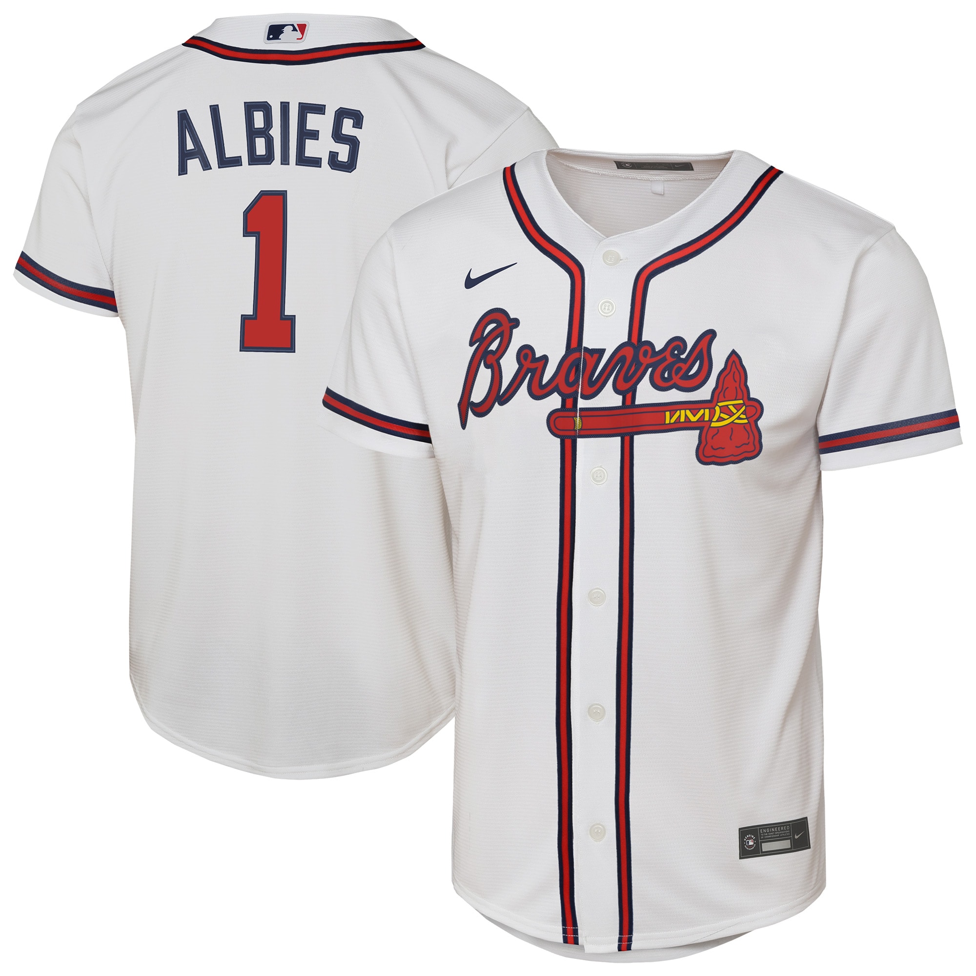 Youth Atlanta Braves Ozzie Albies White Home Player Baseball Jersey - JS770
