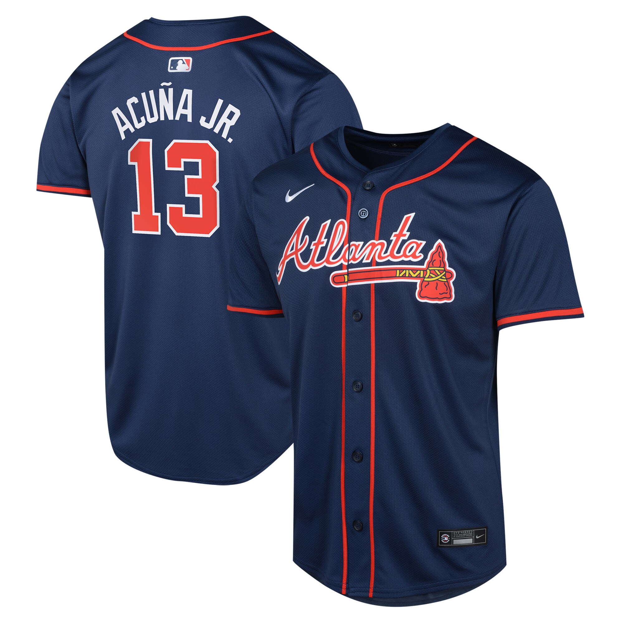 Youth Atlanta Braves Ronald Acuña Jr. Navy Alternate Limited Player Baseball Jersey - JS767