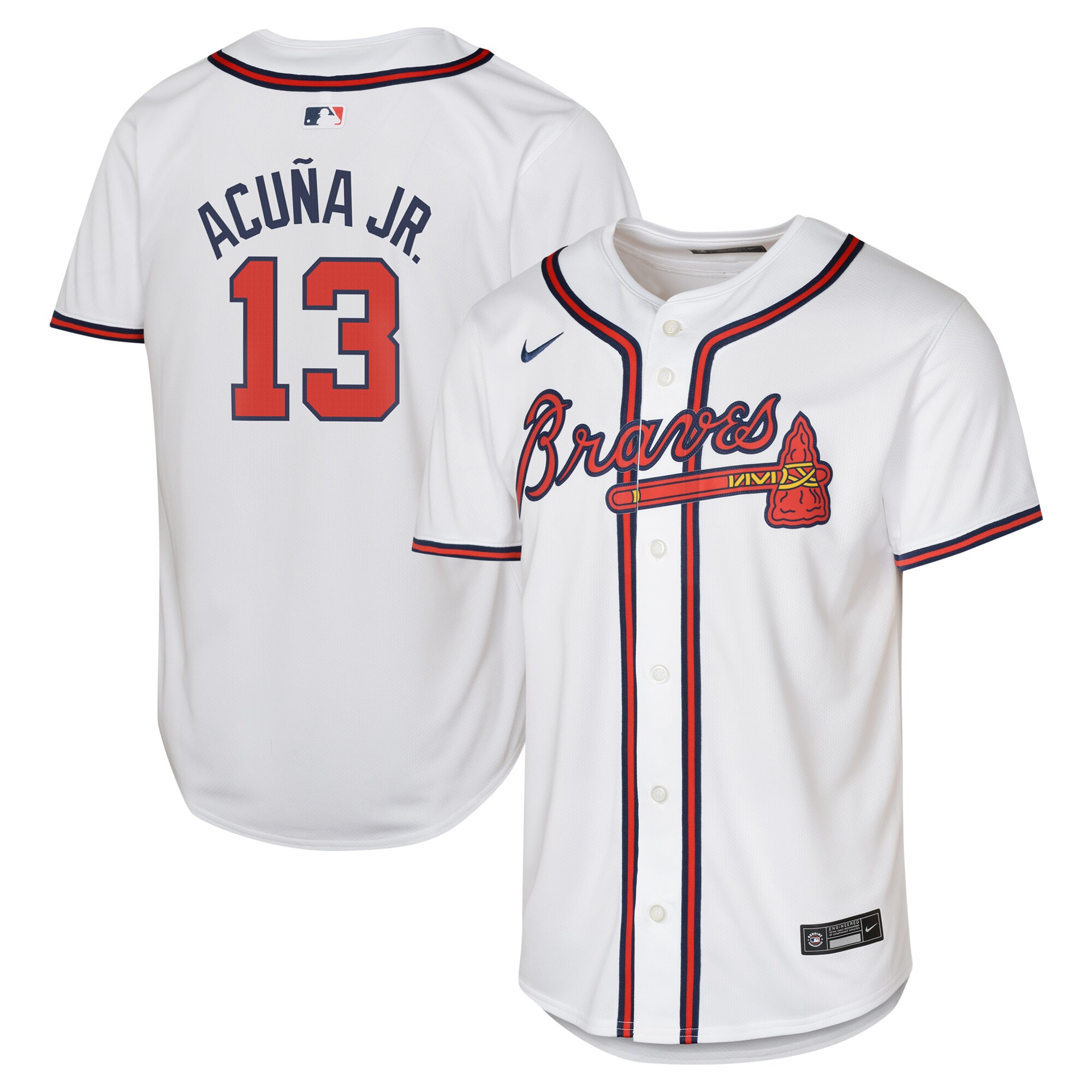 Youth Atlanta Braves Ronald Acuña Jr. White Home Limited Player Baseball Jersey - JS426