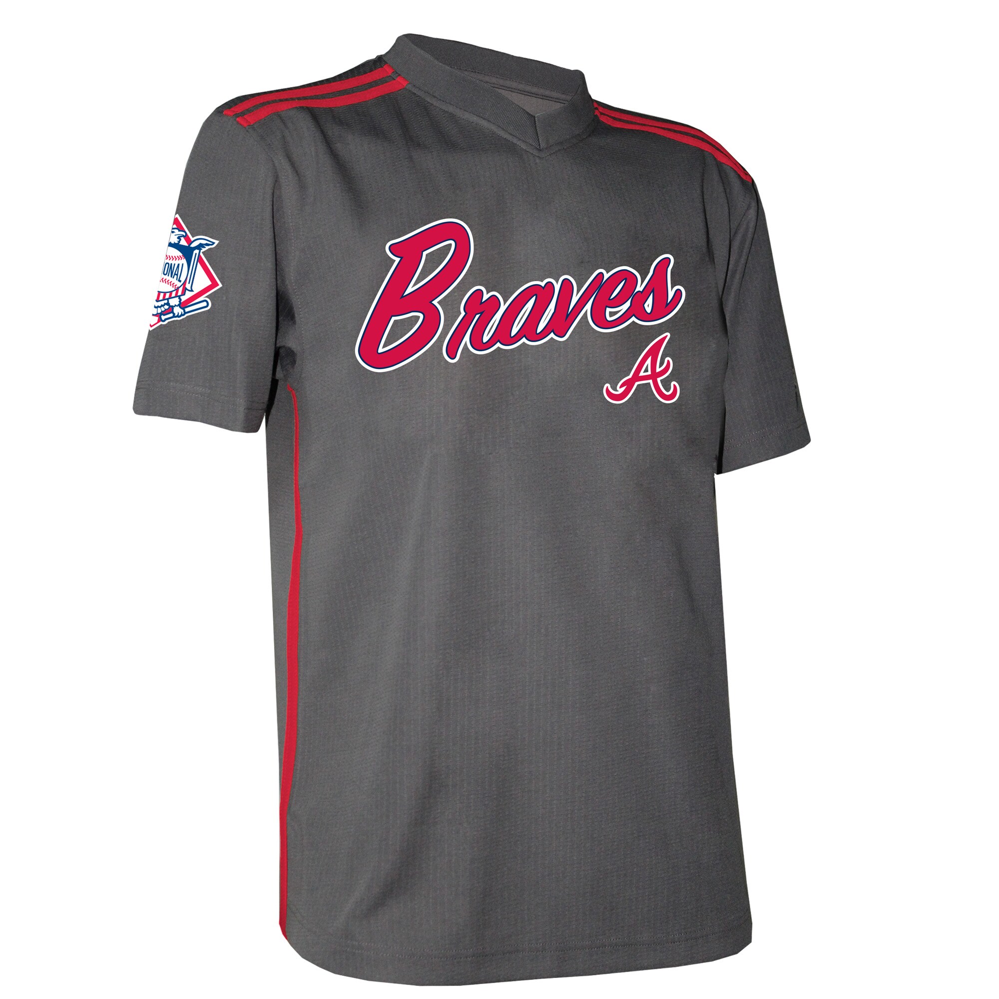 Alternative view of Youth Atlanta Braves Stitches Charcoal Team V-Neck Baseball Jersey - JS809
