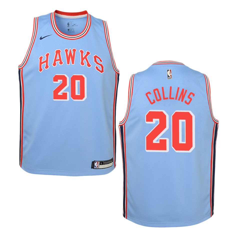 Youth Atlanta Hawks #20 John Collins Hardwood Classics Swingman Basketball Jersey - Blue