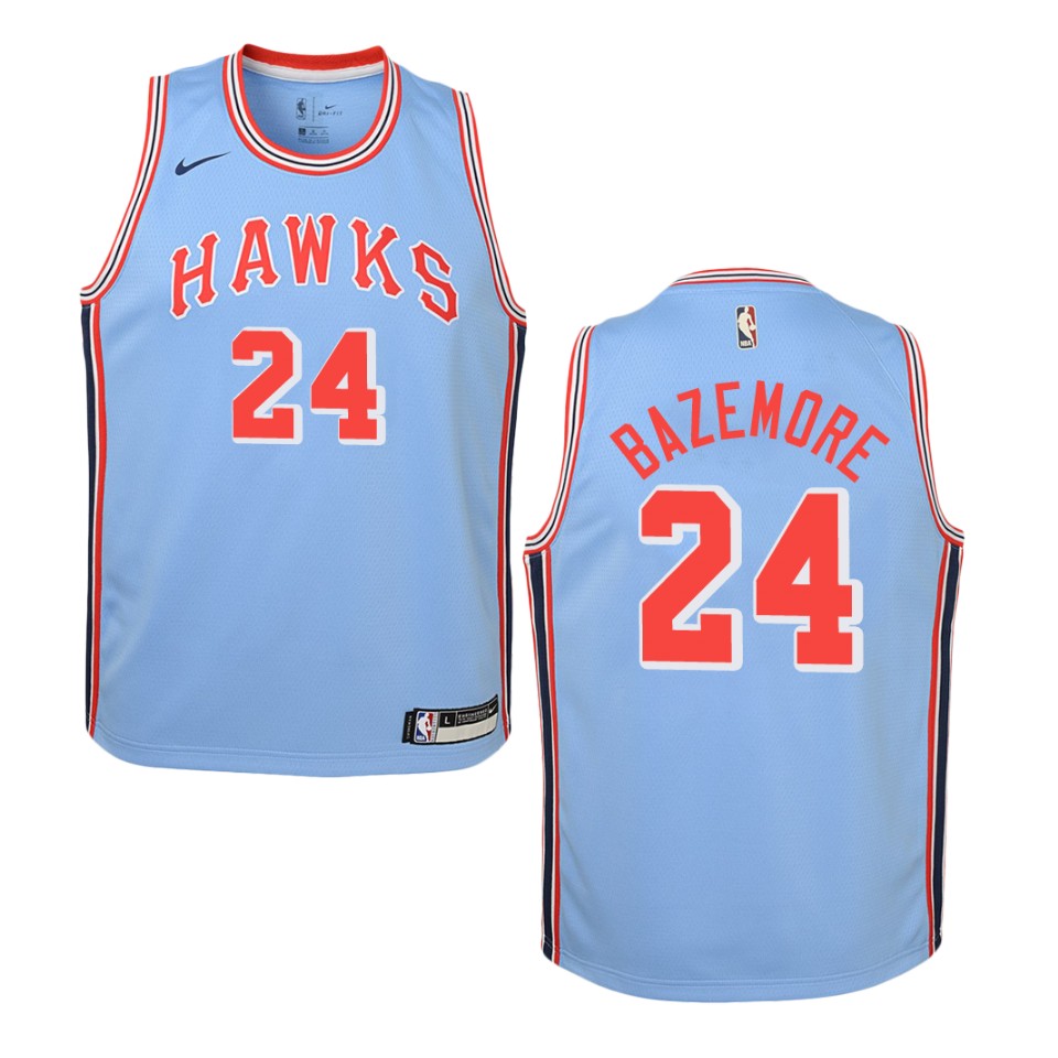 Youth Atlanta Hawks #24 Kent Bazemore Hardwood Classics Swingman Basketball Jersey - Blue