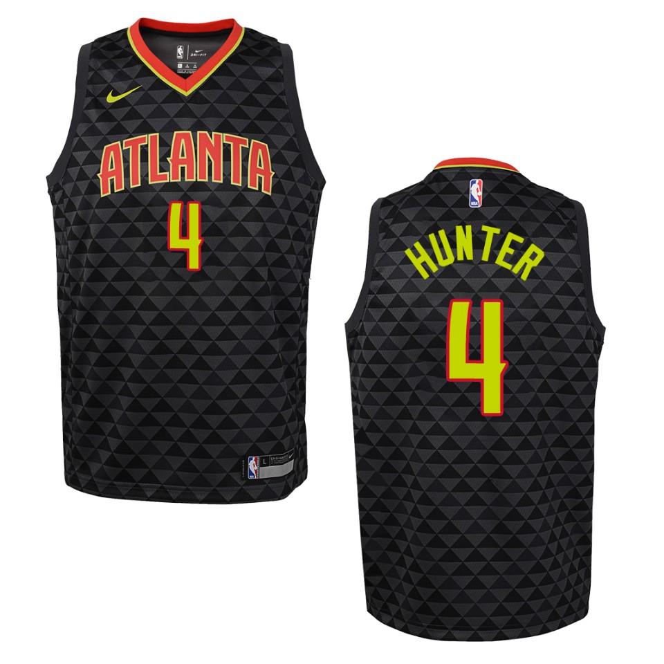 Youth Atlanta Hawks #4 R.j. Hunter Icon Edition Swingman Basketball Jersey - Black