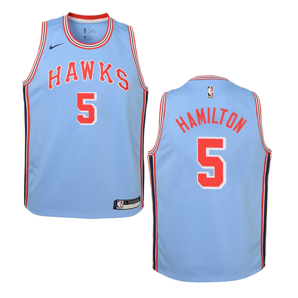 Youth Atlanta Hawks #5 Daniel Hamilton Hardwood Classics Swingman Basketball Jersey - Blue
