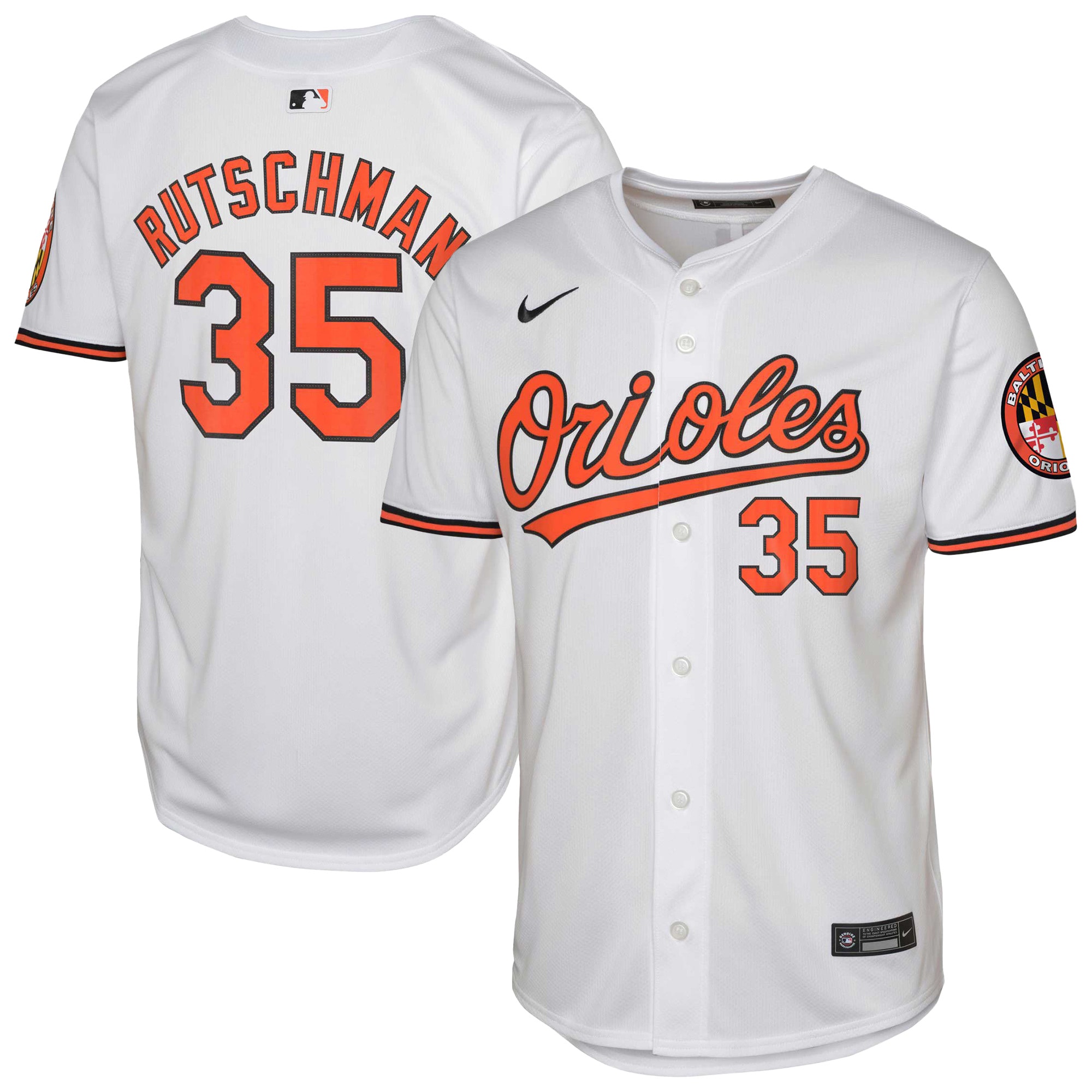 Youth Baltimore Orioles Adley Rutschman White Limited Player Baseball Jersey