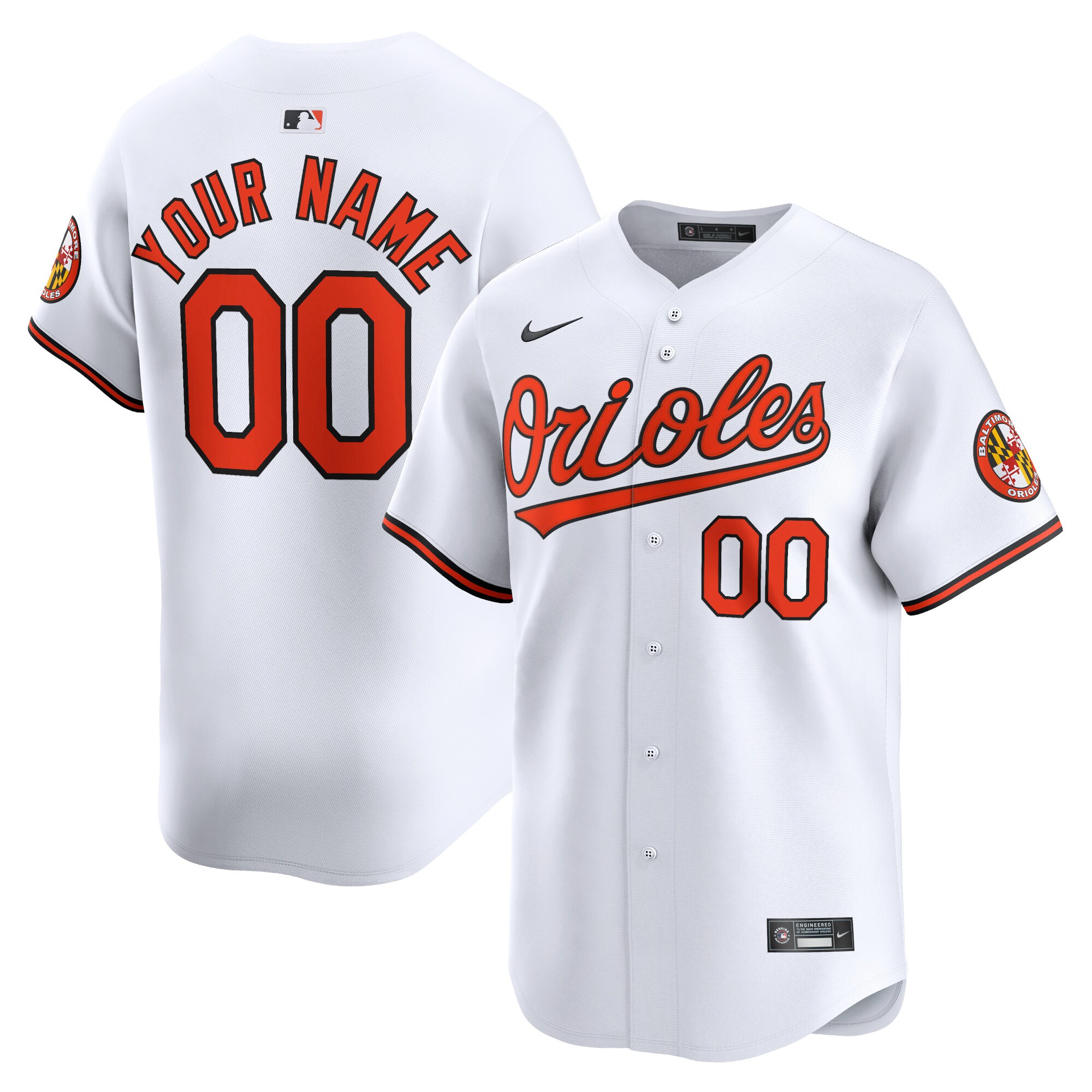 Youth Baltimore Orioles White Home Limited Custom Baseball Jersey