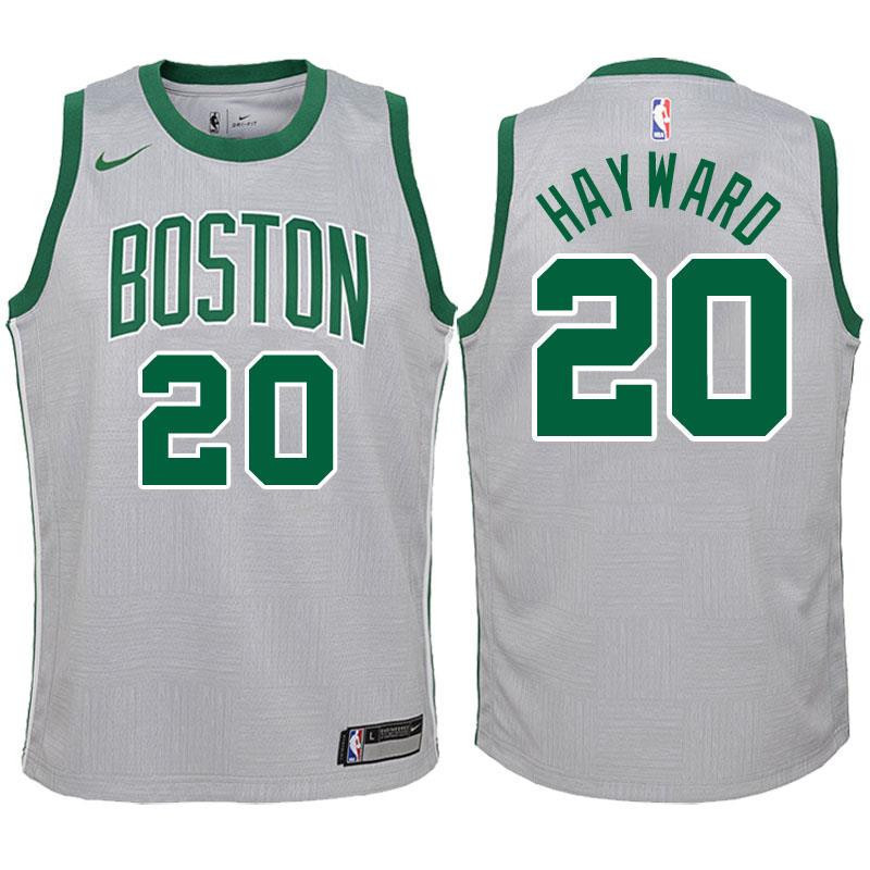 Youth Boston Celtics 20 Gordon Hayward Gray Swingman Basketball Jersey-City Edition Basketball Jersey - JS603