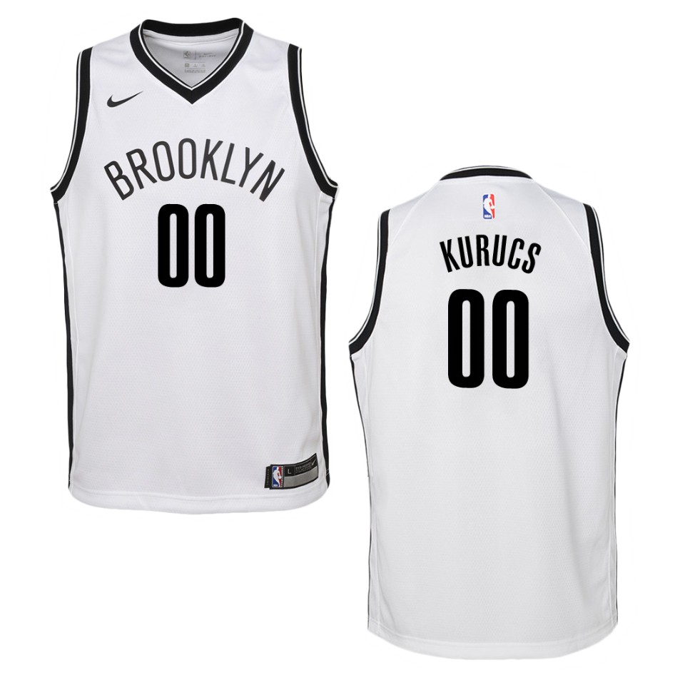 Youth Brooklyn Nets #00 Rodions Kurucs Association Swingman Basketball Jersey - White