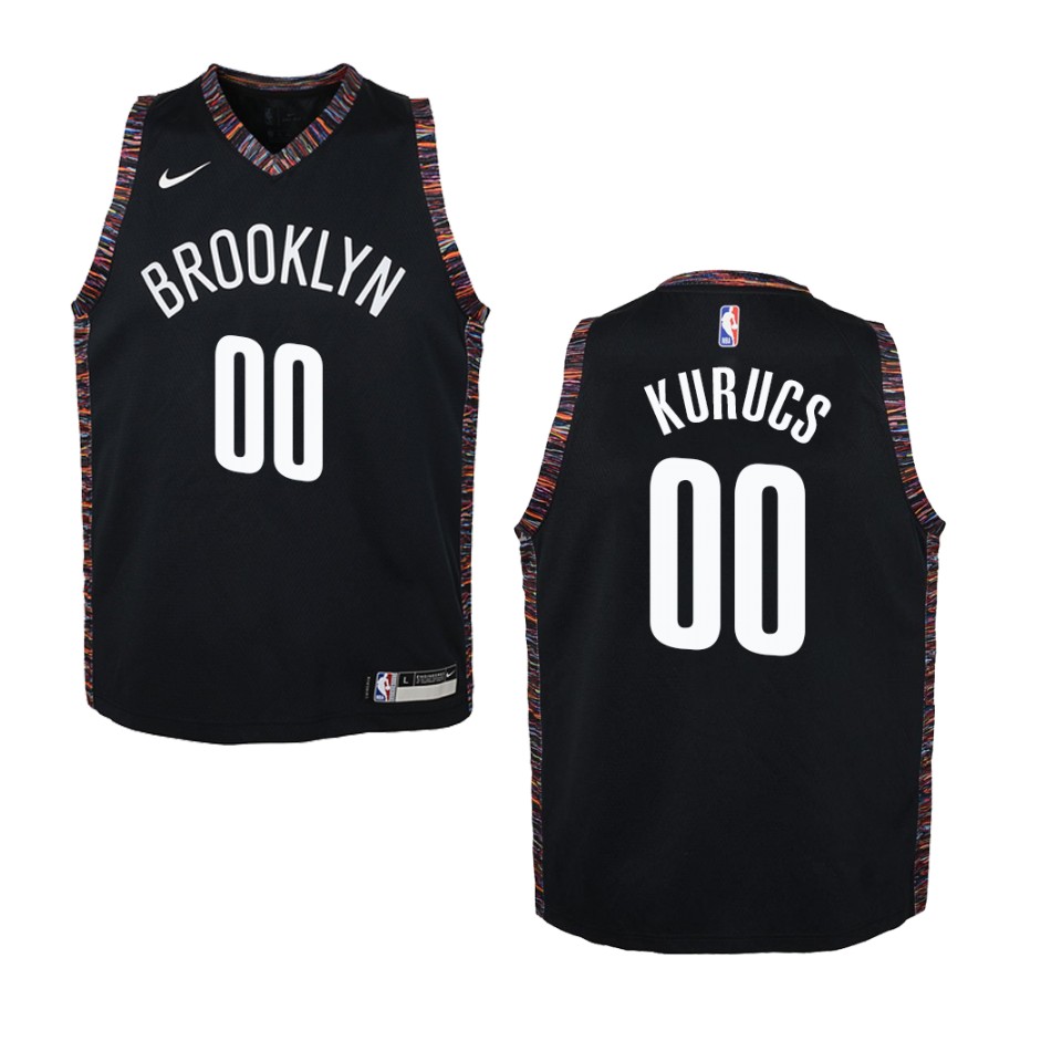 Youth Brooklyn Nets #00 Rodions Kurucs City Swingman Basketball Jersey - Black