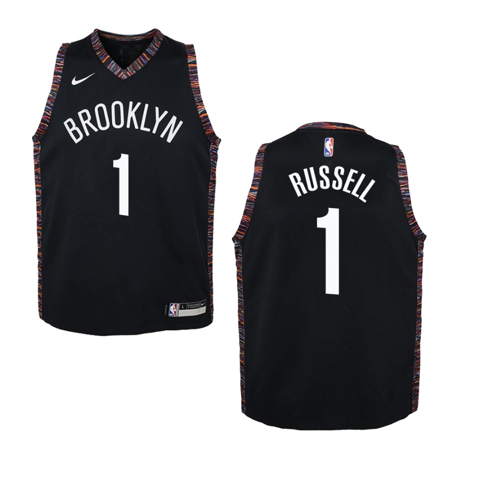 Youth Brooklyn Nets #1 D'angelo Russell City Swingman Basketball Jersey - Black