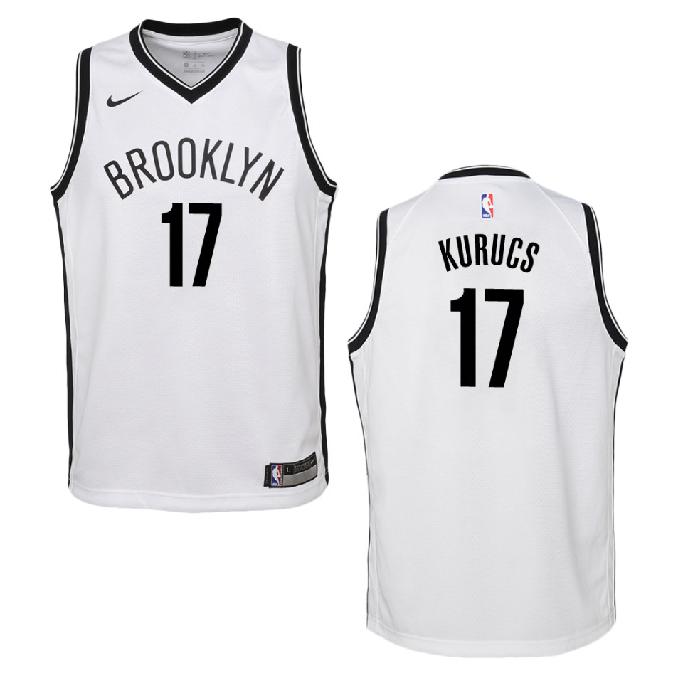 Youth Brooklyn Nets #17 Ed Davis Association Swingman Basketball Jersey - White