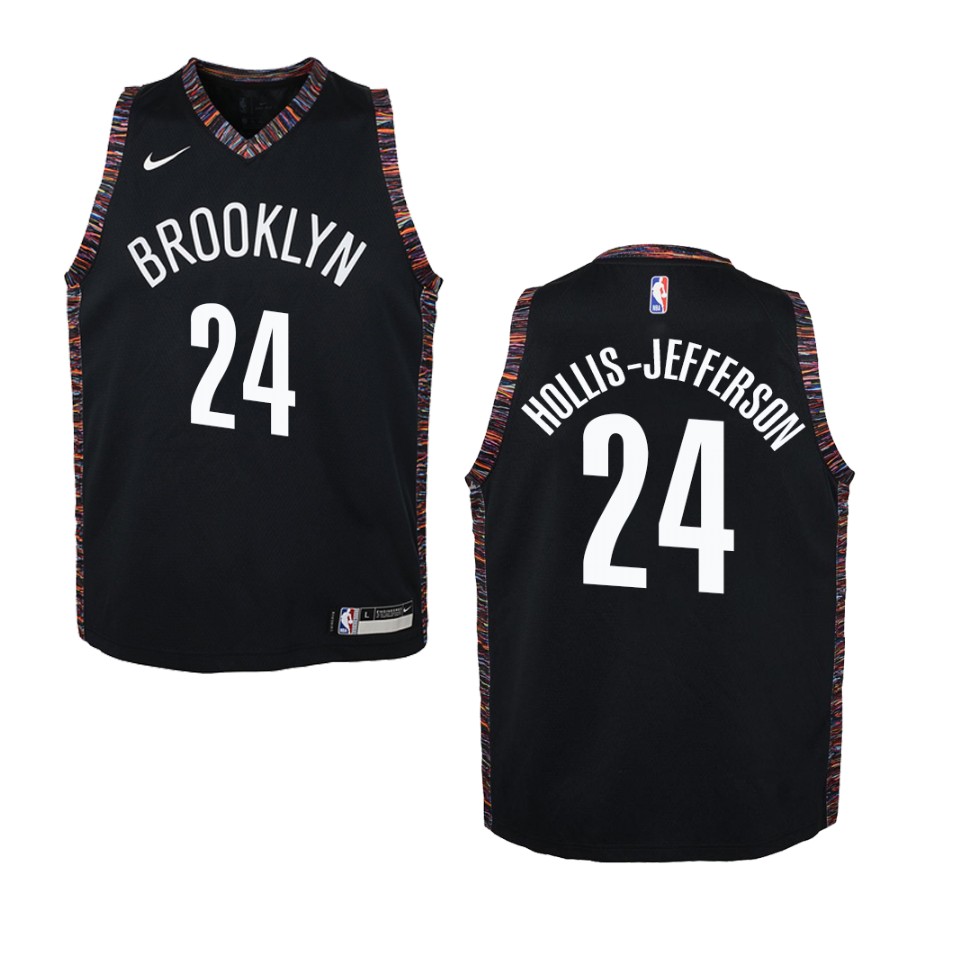Youth Brooklyn Nets #24 Rondae Hollis-jefferson City Swingman Basketball Jersey - Black