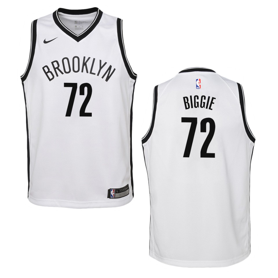Youth Brooklyn Nets #72 Biggie Smalls Association Basketball Jersey - White