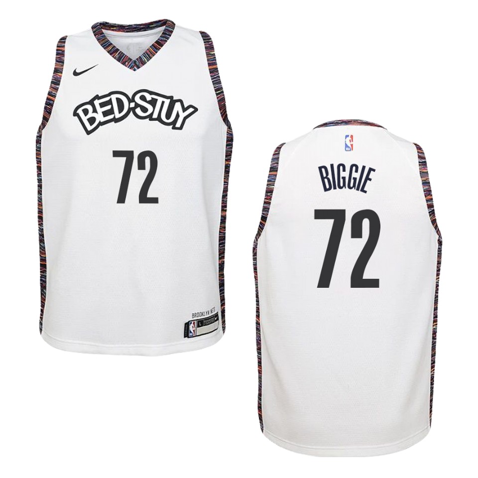 Youth Brooklyn Nets #72 Biggie Smalls City Basketball Jersey - White