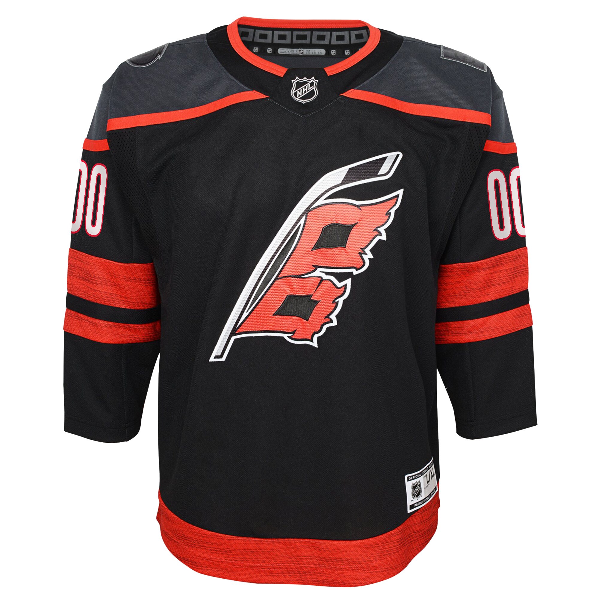 Alternative view of Youth Carolina Hurricanes Black Home Premier Custom Hockey Jersey - JS415 