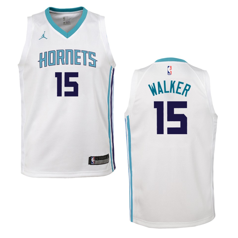 Youth Charlotte Hornets #15 Kemba Walker Association Swingman Basketball Jersey - White