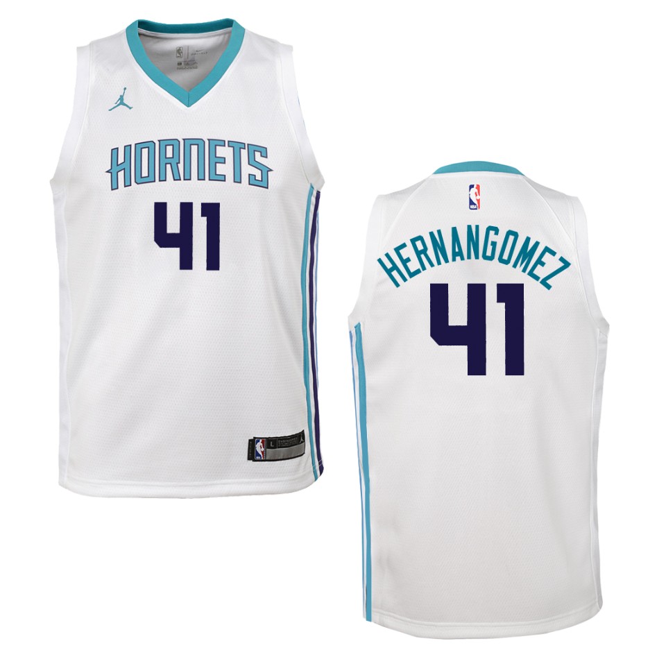 Youth Charlotte Hornets #41 Willy Hernangomez Association Swingman Basketball Jersey - White