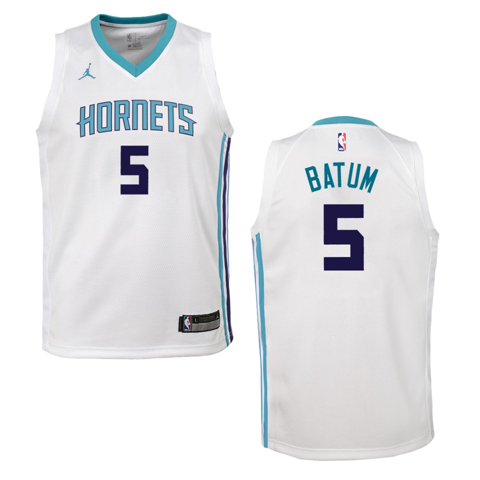 Youth Charlotte Hornets #5 Nicolas Batum Association Swingman Basketball Jersey - White