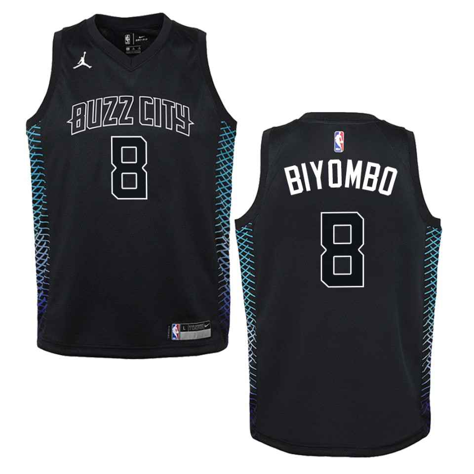 Youth Charlotte Hornets #8 Bismack Biyombo City Swingman Basketball Jersey - Black