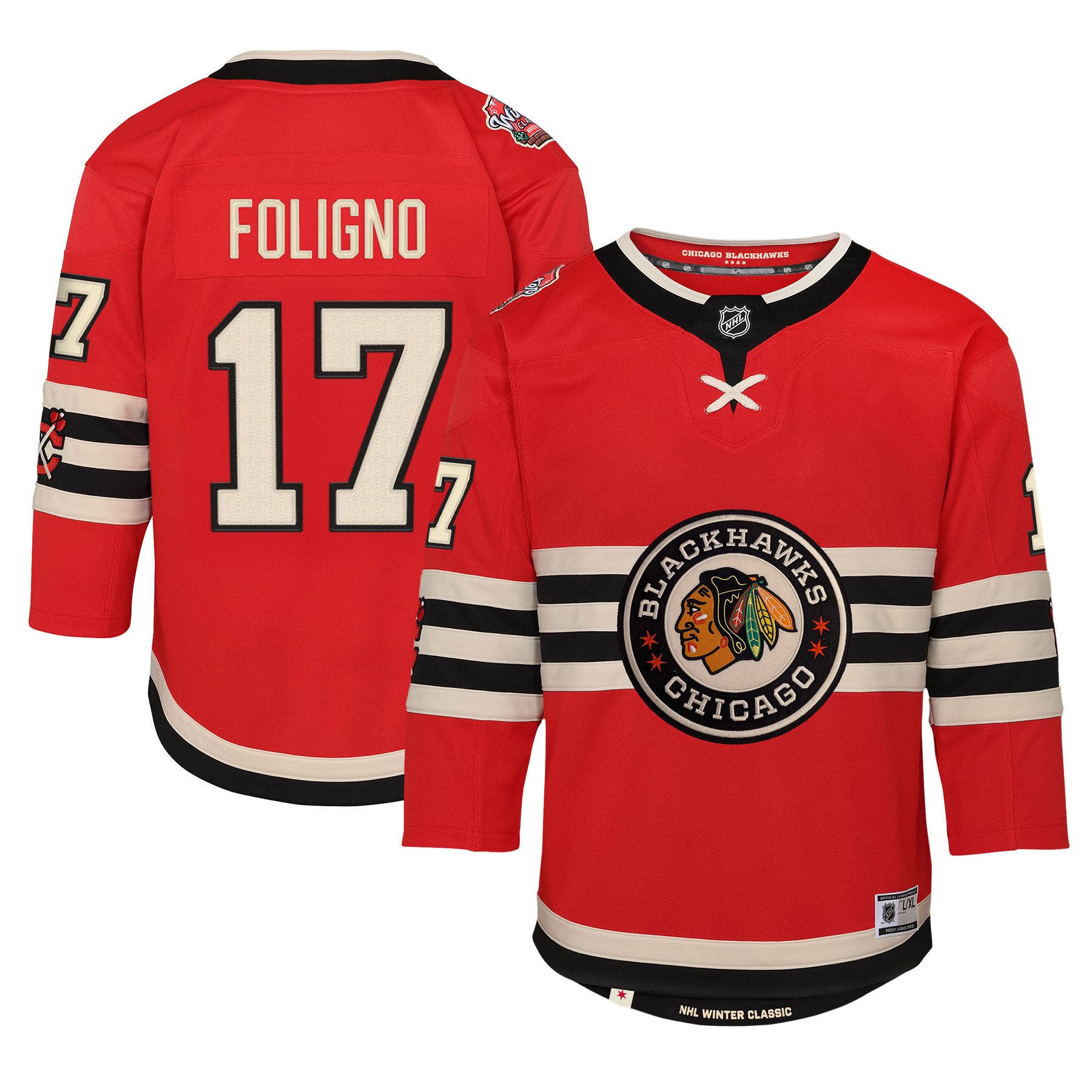 Youth Chicago Blackhawks Nick Foligno Red 2025 NHL Winter Classic Premier Player Hockey Jersey - JS958 