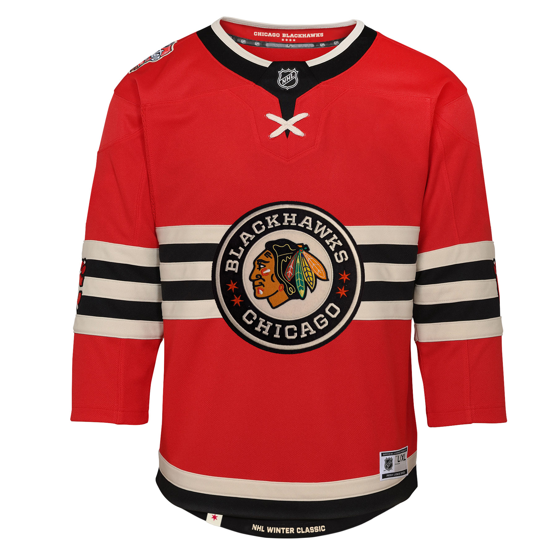 Alternative view of Youth Chicago Blackhawks Red 2025 NHL Winter Classic Premier Hockey Jersey - JS309 