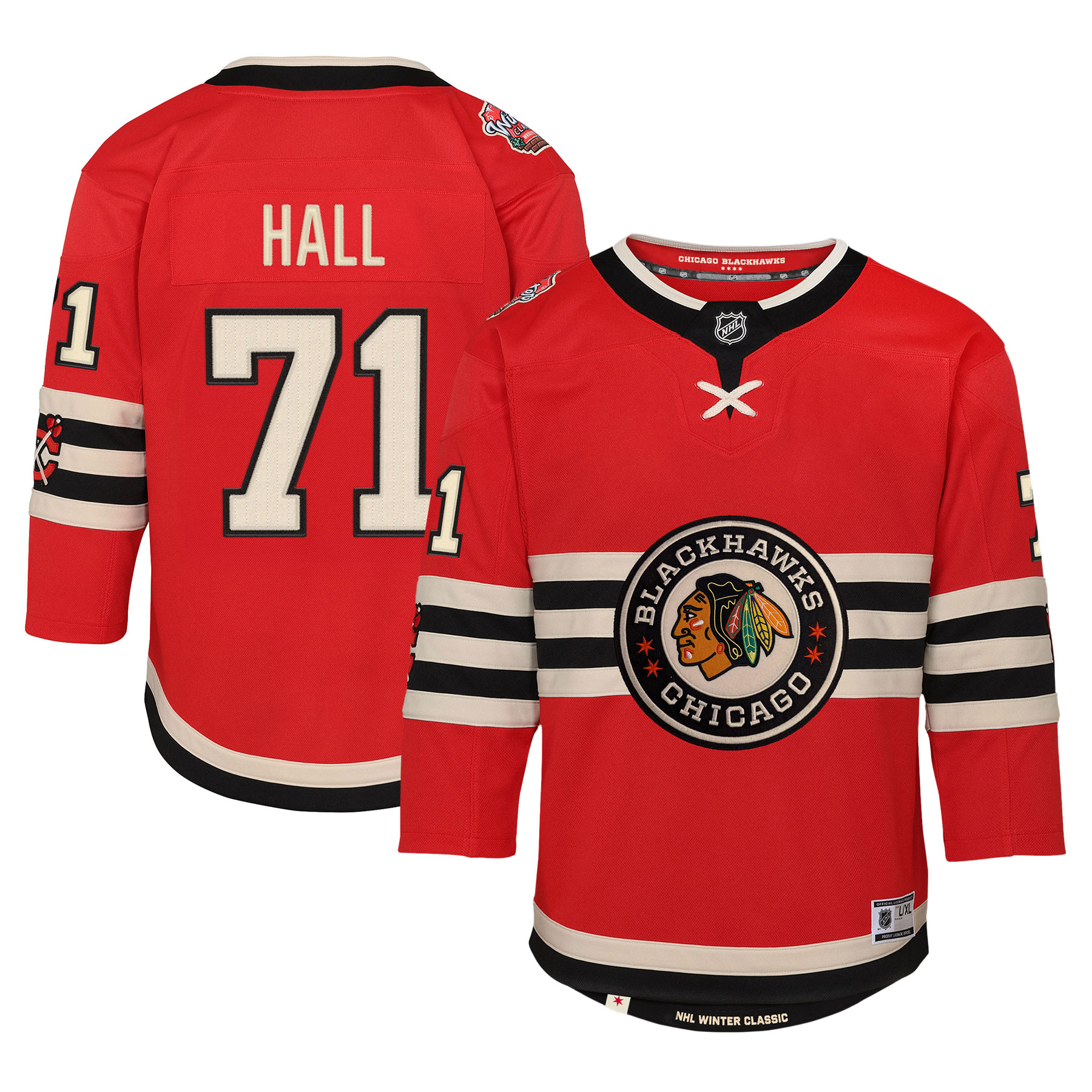 Youth Chicago Blackhawks Taylor Hall Red 2025 NHL Winter Classic Premier Player Hockey Jersey - JS266 