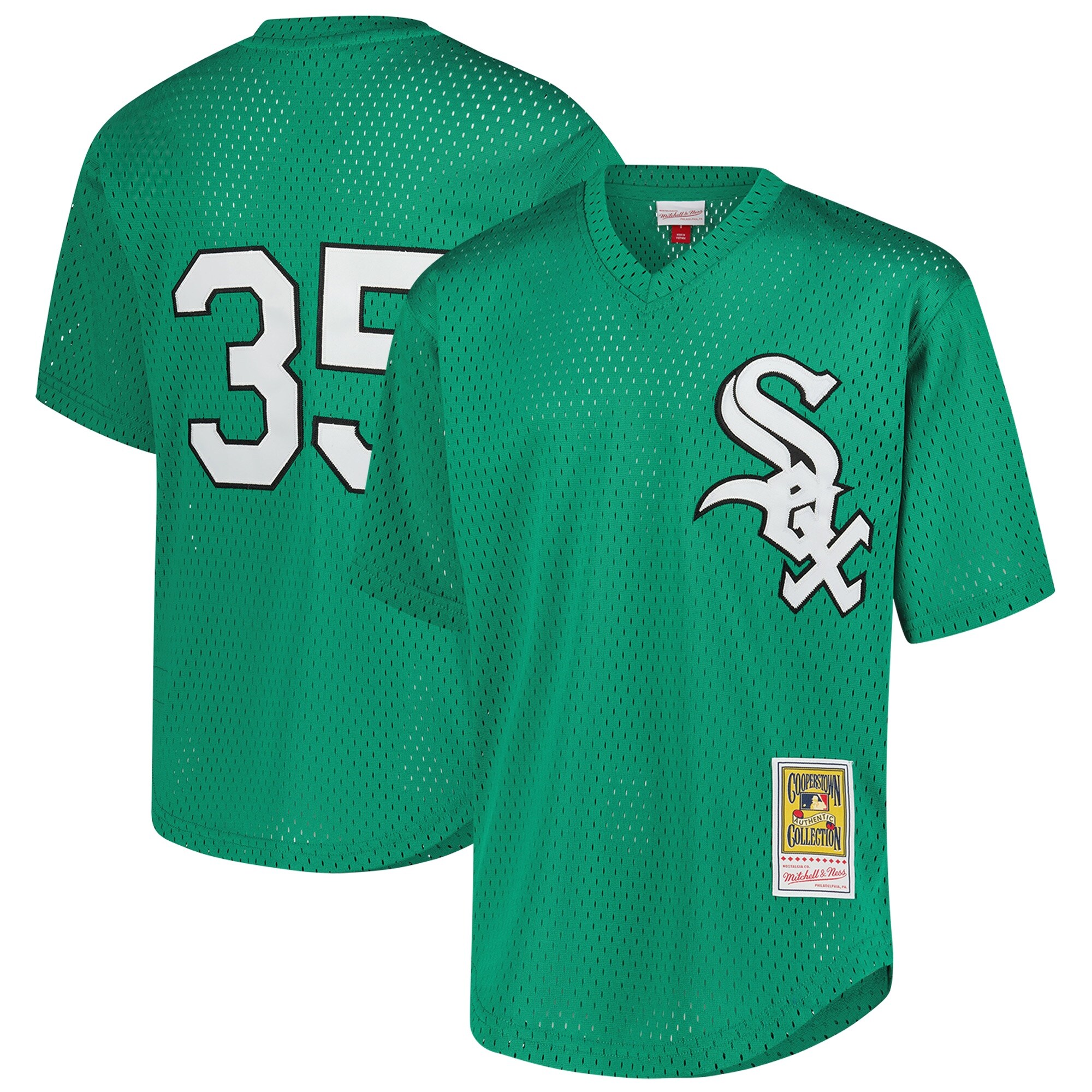 Youth Chicago White Sox Frank Thomas Mitchell & Ness Green Cooperstown Collection Mesh Batting Practice Baseball Jersey