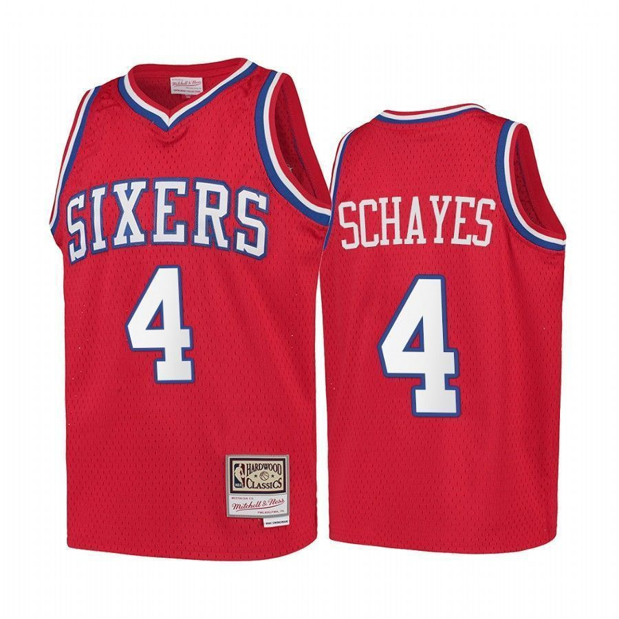 Youth Chris Webber Philadelphia 76ers Hardwood Classics Kids Basketball Jersey - Red - JS255 