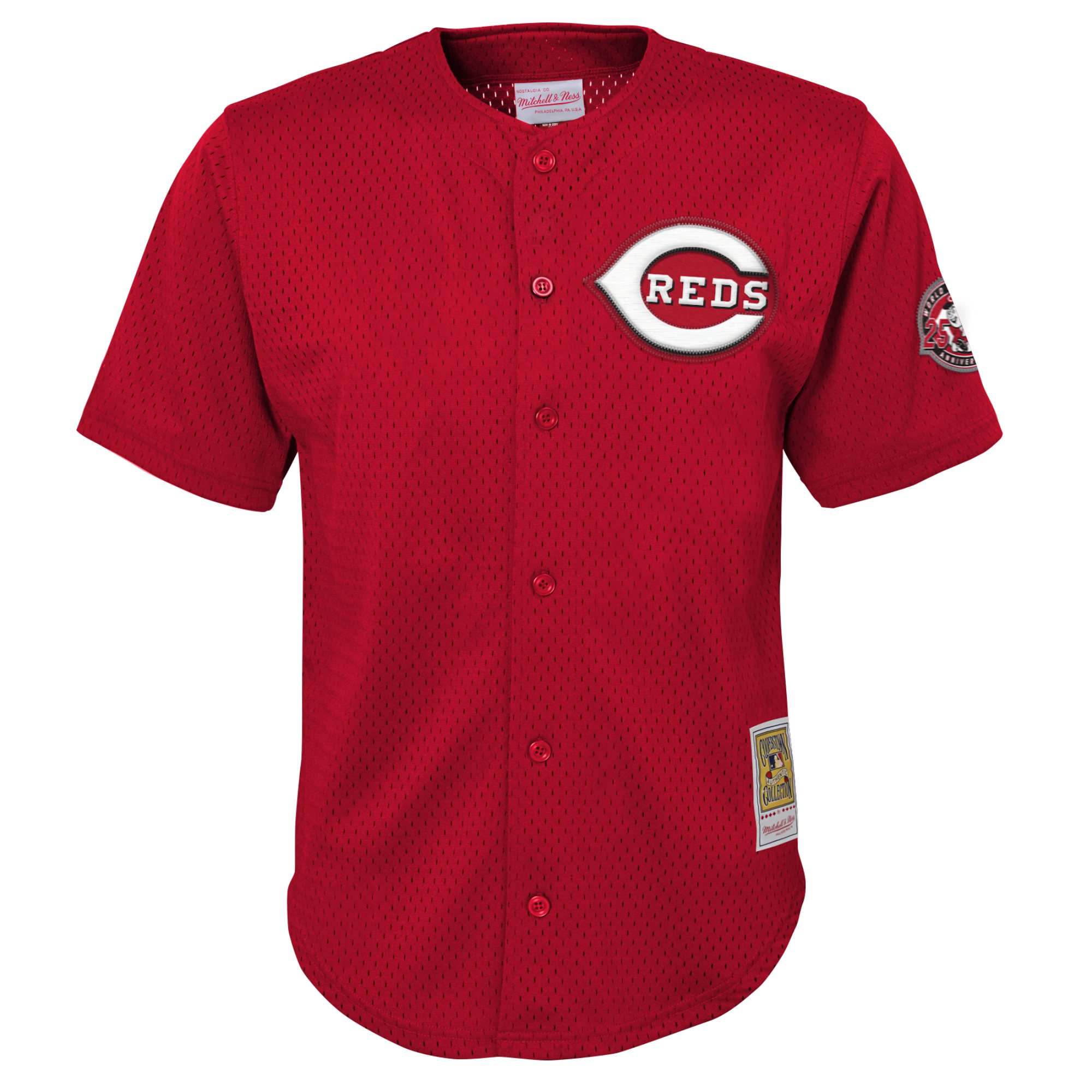 Alternative view of Youth Cincinnati Reds Ken Griffey Jr. Mitchell & Ness Red Cooperstown Collection Mesh Batting Practice Baseball Jersey