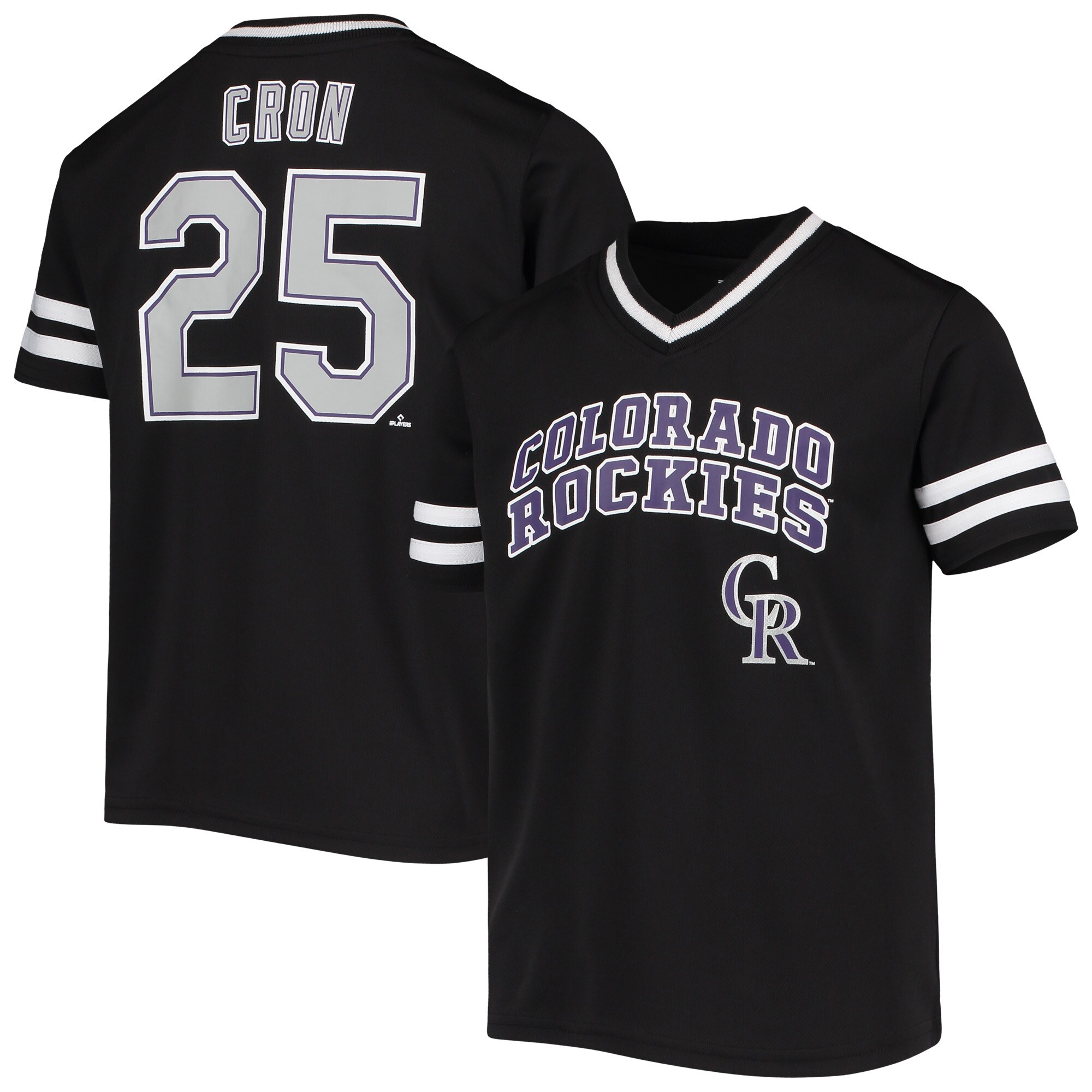 Alternative view of Youth Cj Cron Black Colorado Rockies Player Logo Baseball Jersey