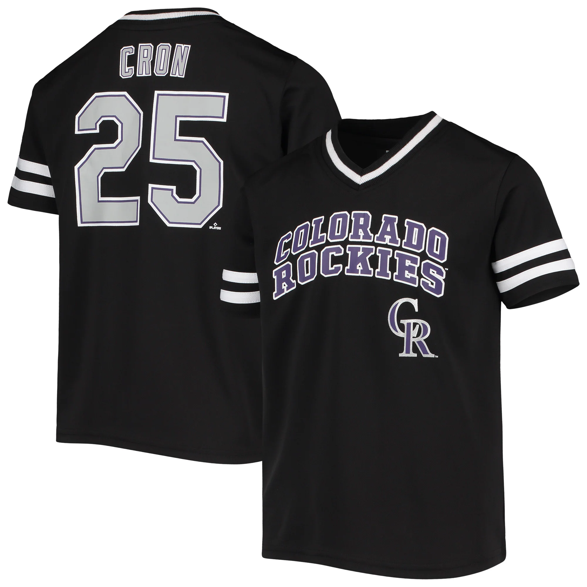 Youth Cj Cron Black Colorado Rockies Player Logo Baseball Jersey