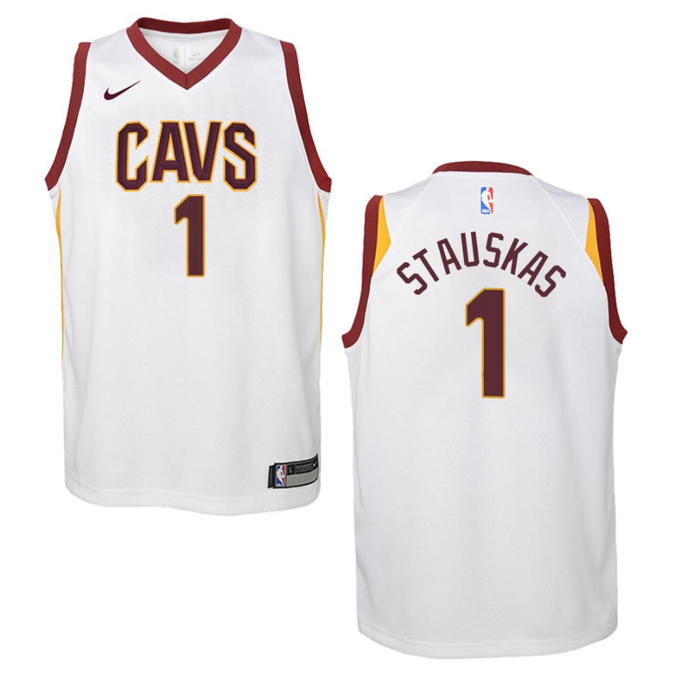 Youth Cleveland Cavaliers #1 Nik Stauskas Association Swingman Basketball Jersey - White