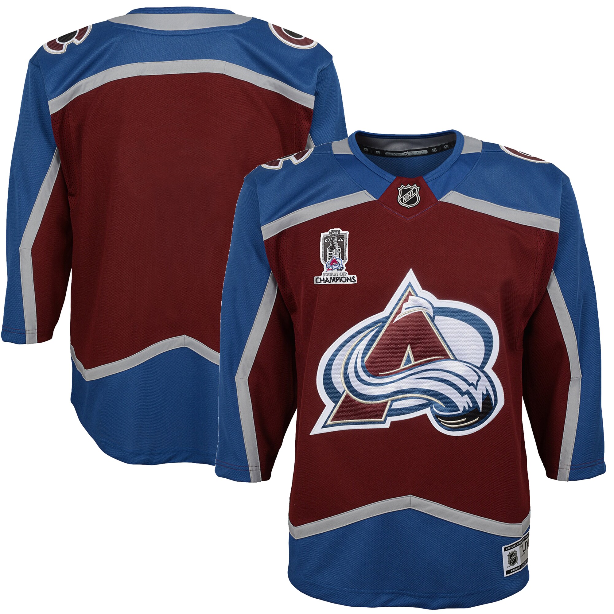 Youth Colorado Avalanche Burgundy Home 2022 Stanley Cup Champions Premier Hockey Jersey - JS516 