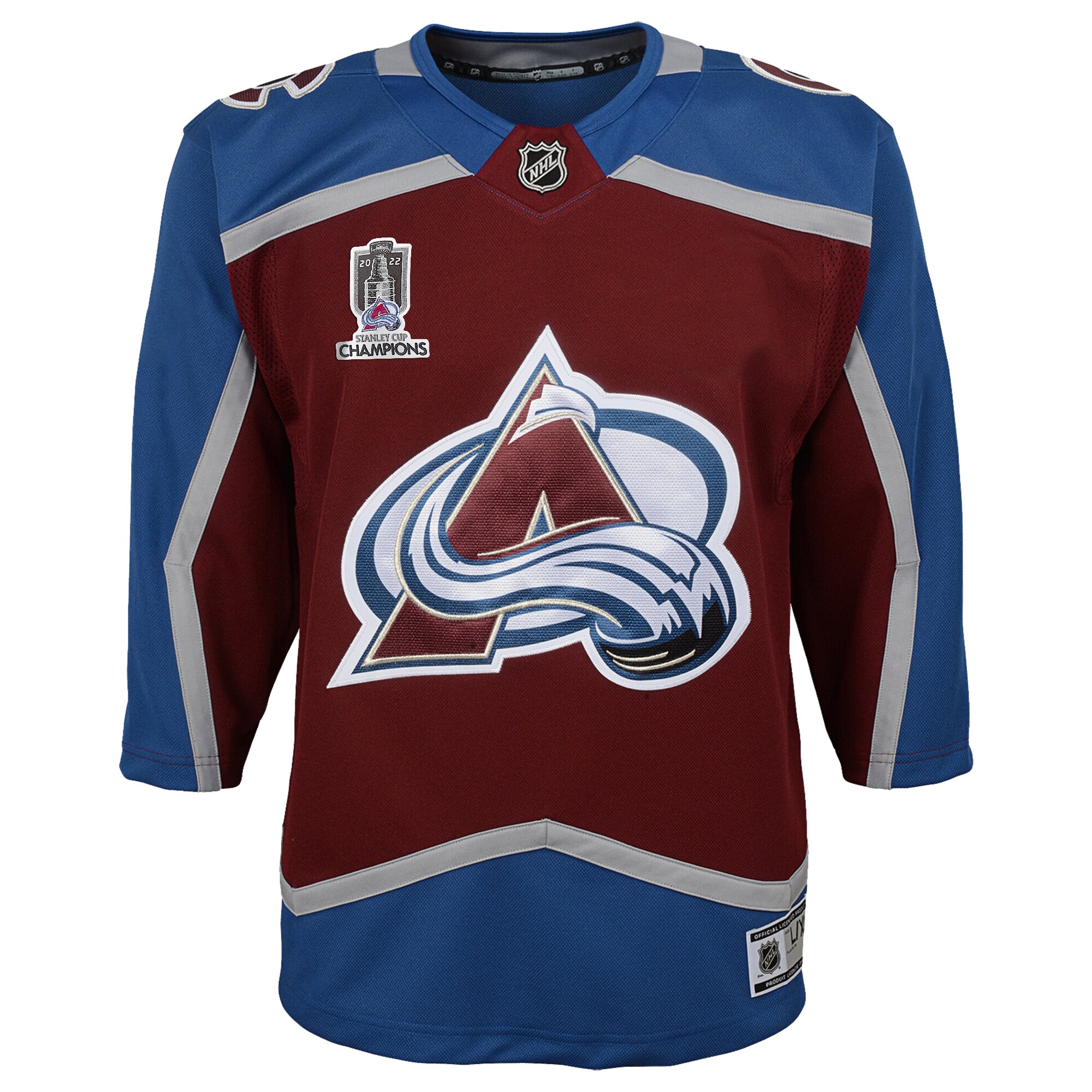 Alternative view of Youth Colorado Avalanche Burgundy Home 2022 Stanley Cup Champions Premier Hockey Jersey - JS516 