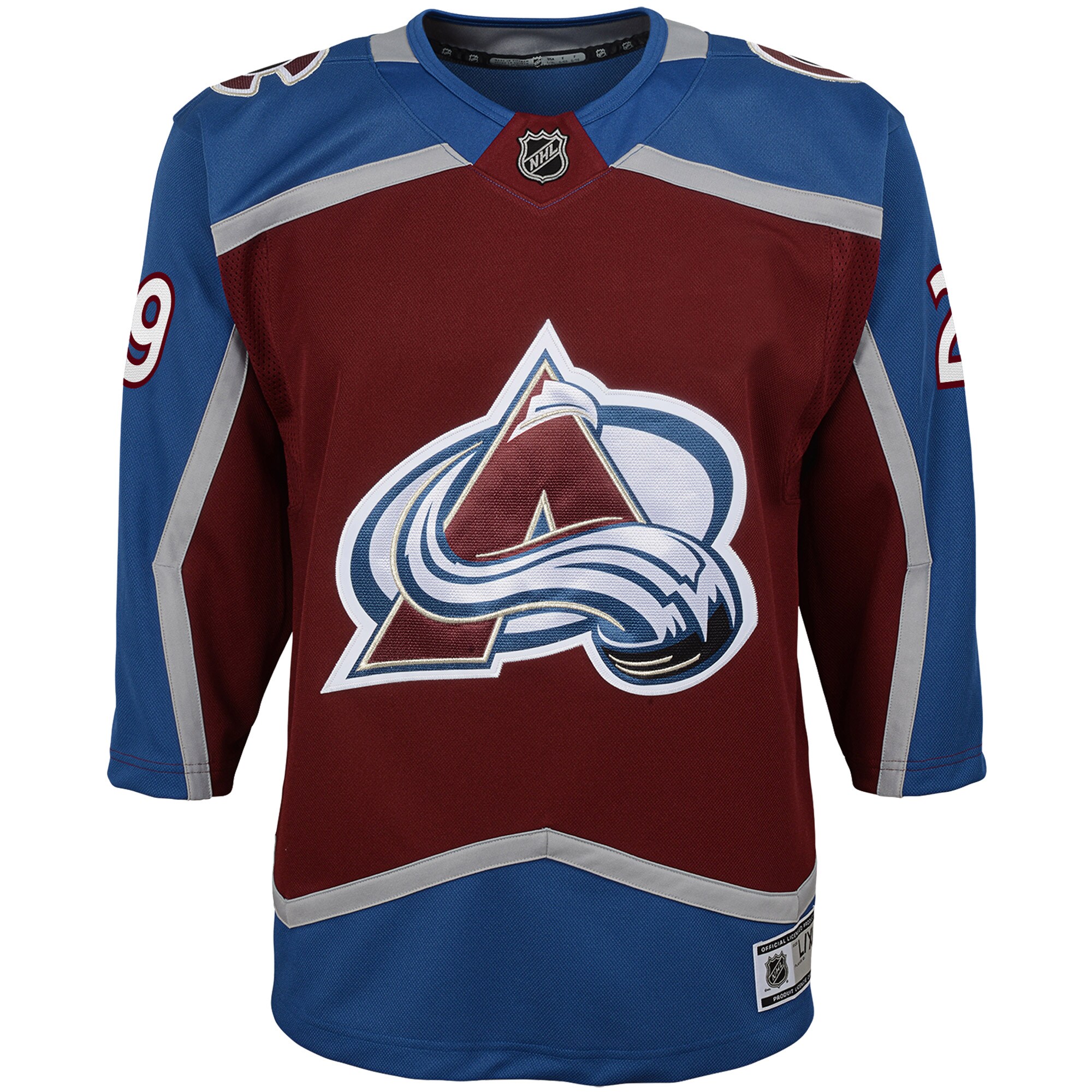 Alternative view of Youth Colorado Avalanche Nathan MacKinnon Burgundy Premier Player Hockey Jersey - JS998 