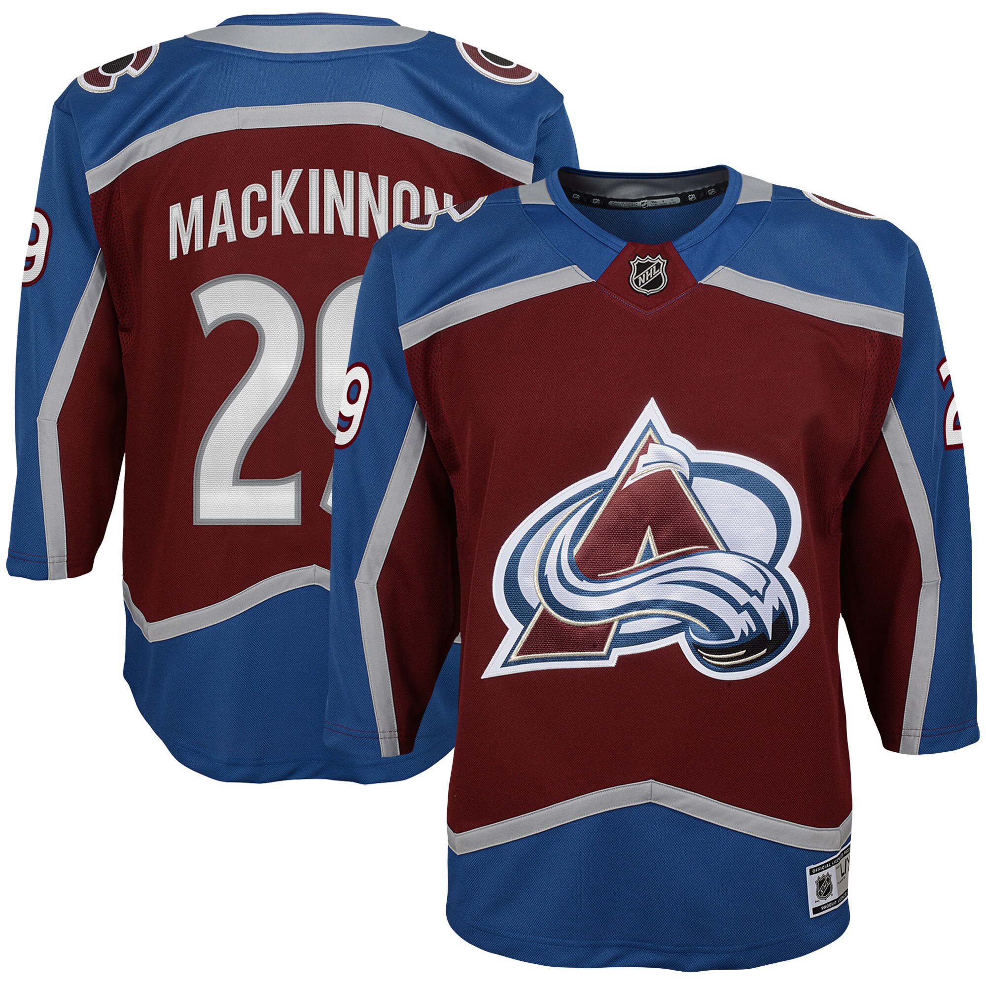 Youth Colorado Avalanche Nathan MacKinnon Burgundy Premier Player Hockey Jersey - JS998 