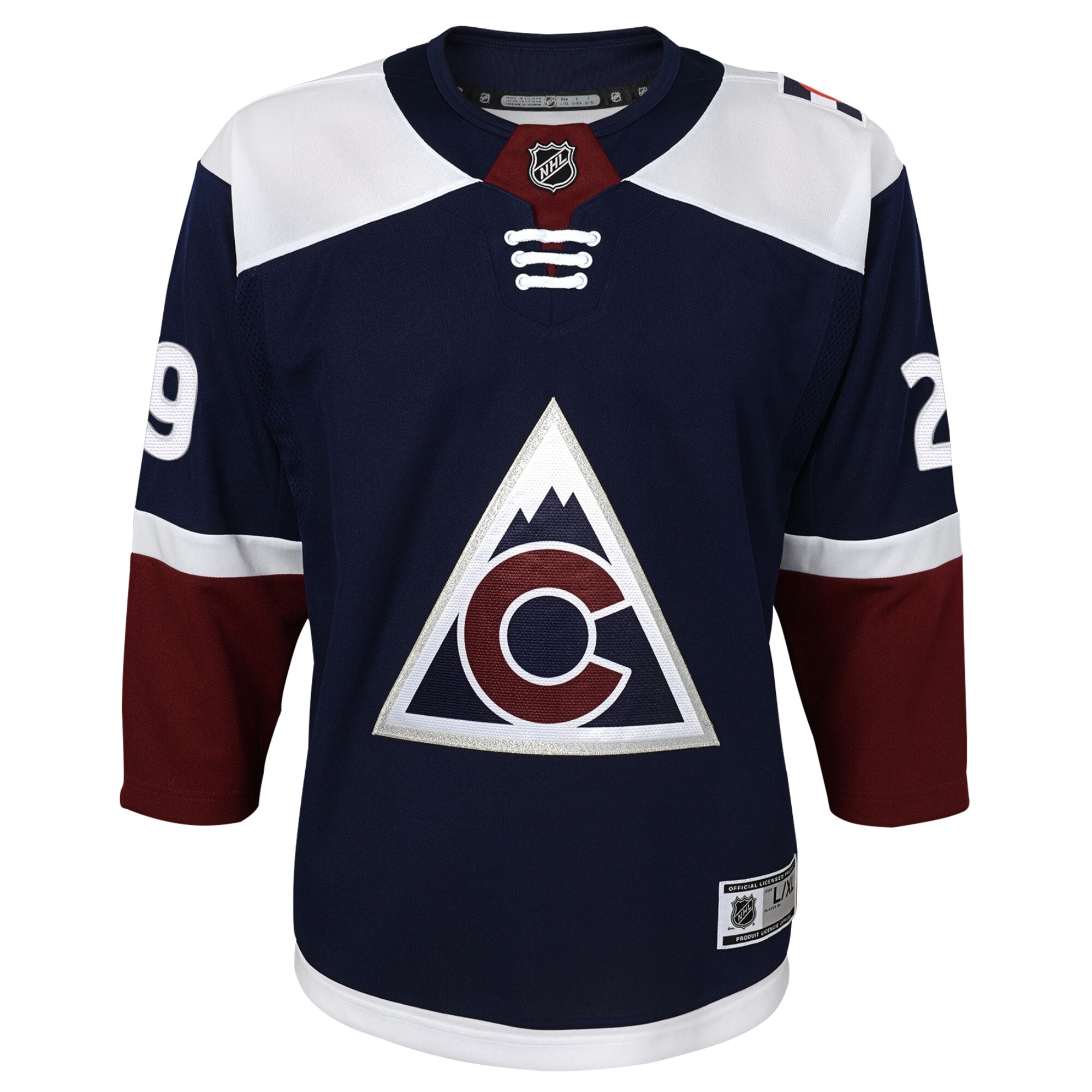 Alternative view of Youth Colorado Avalanche Nathan MacKinnon Navy Alternate Premier Player Hockey Jersey - JS461 