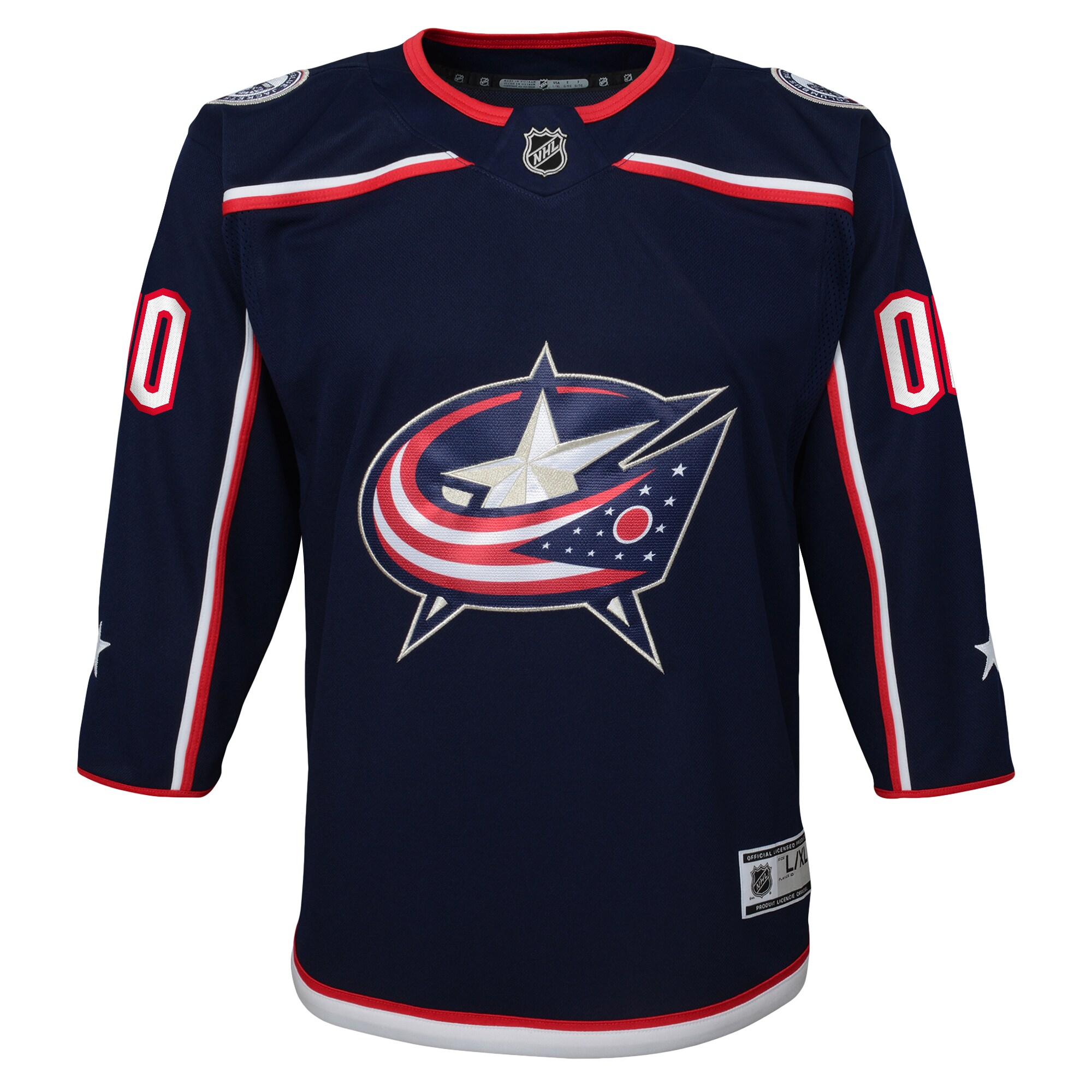 Alternative view of Youth Columbus Blue Jackets Navy Home Premier Custom Hockey Jersey - JS530 