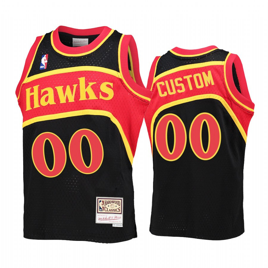Youth Custom 00 Atlanta Hawks Black Reload Basketball Jersey Throwback - JS664 