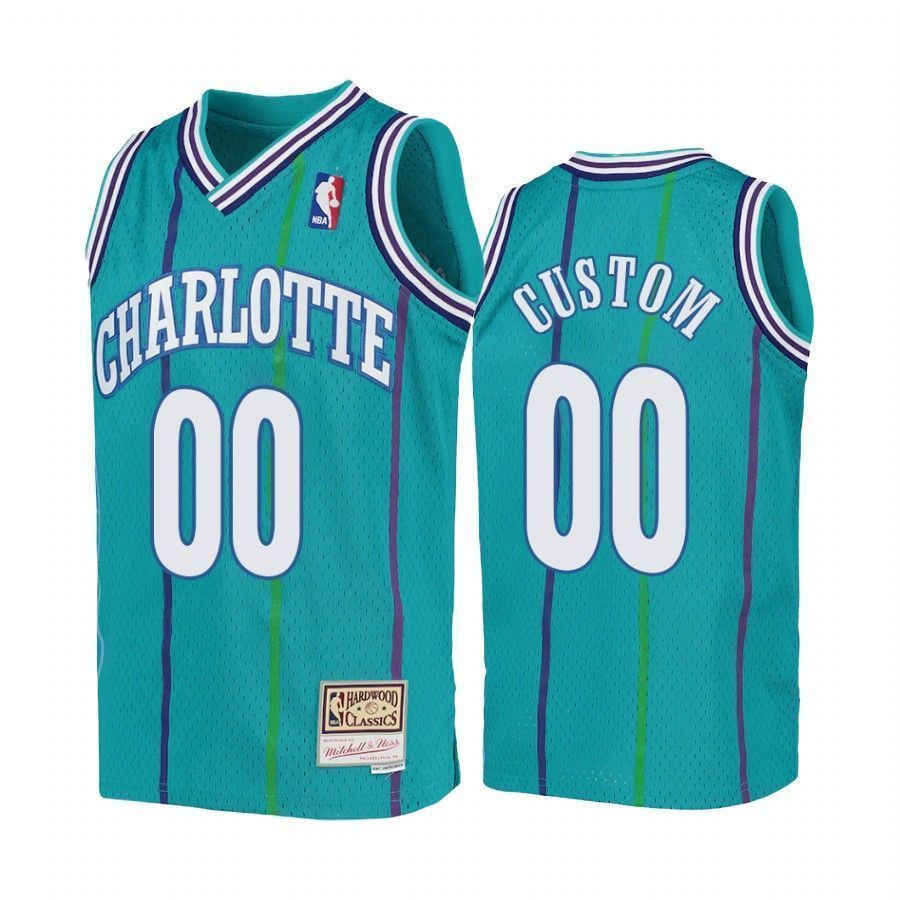 Youth Custom Charlotte Hornets Teal Hardwood Classics Basketball Jersey - JS322 