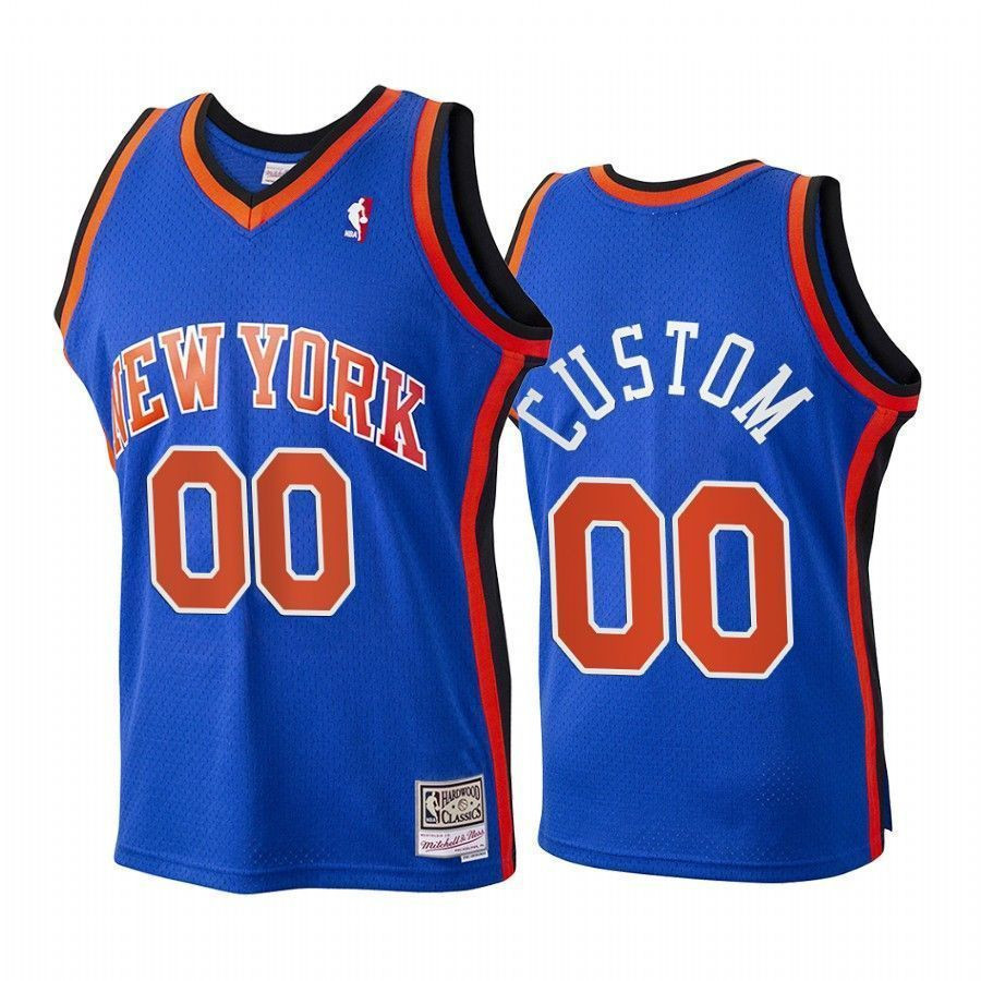 Youth Custom New York Knicks Hardwood Classics Basketball Jersey - Blue - JS345 