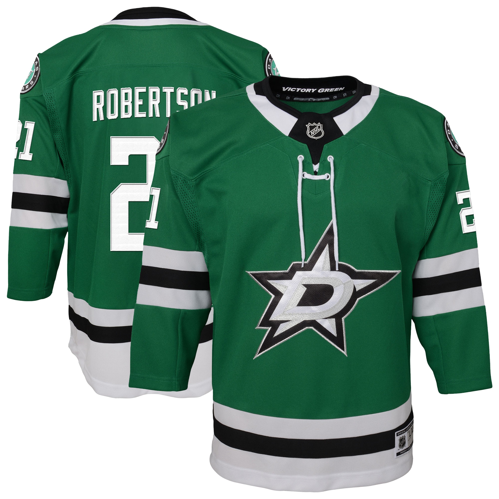 Youth Dallas Stars Jason Robertson Kelly Green Home Premier Player Hockey Jersey - JS785 